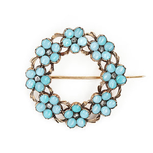 Victorian Turquoise 18ct Wreath Brooch