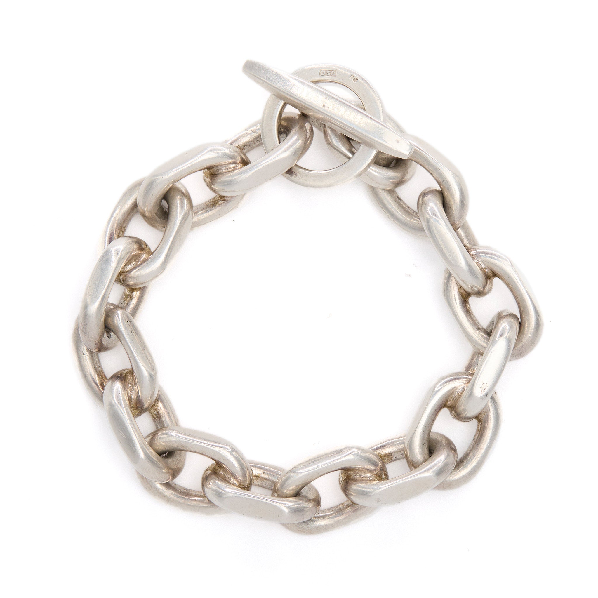 Danish Chunky Silver Chain Link Bracelet-Charlotte Sayers Antique Jewellery