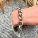 Danish Chunky Silver Chain Link Bracelet-Charlotte Sayers Antique Jewellery