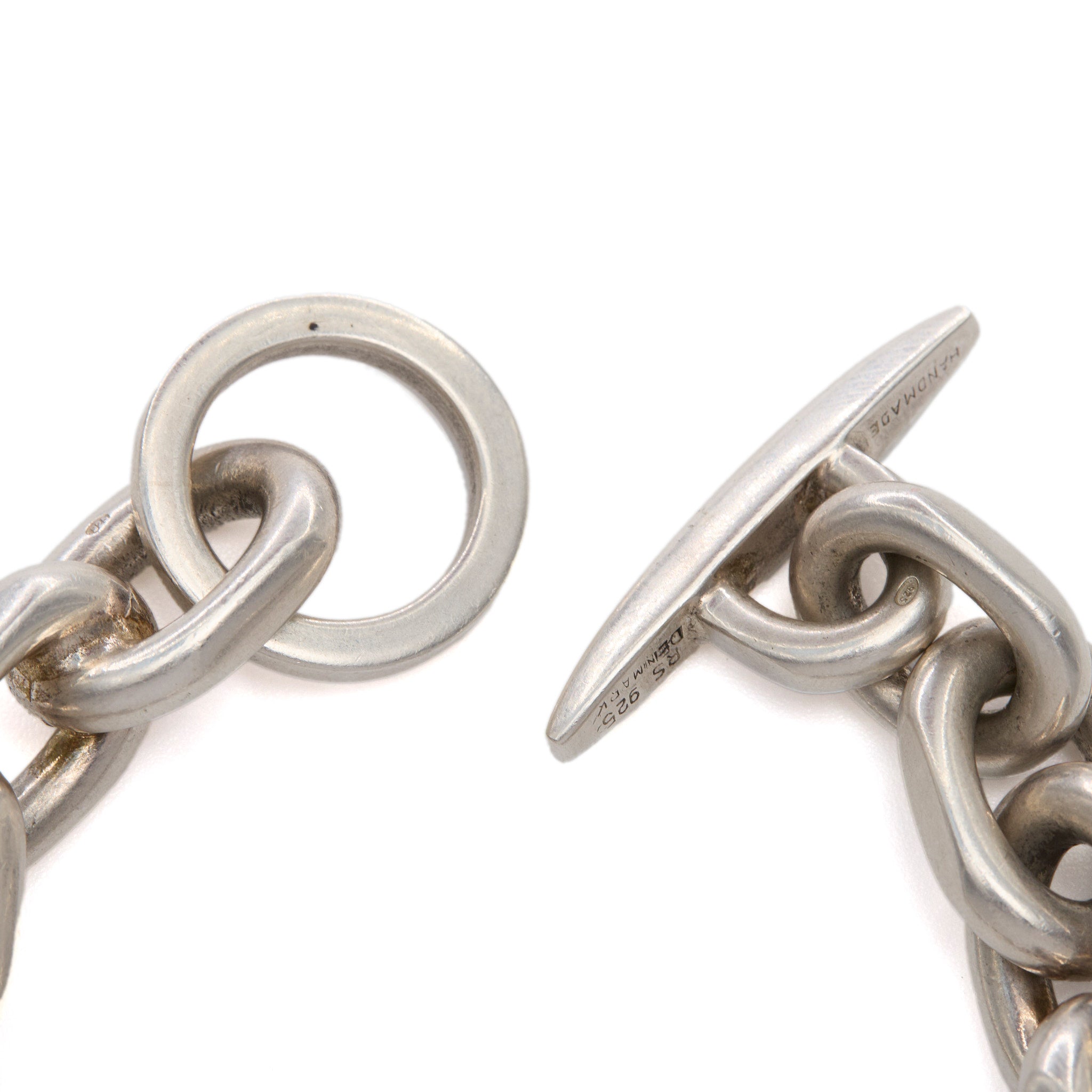 Danish Chunky Silver Chain Link Bracelet-Charlotte Sayers Antique Jewellery