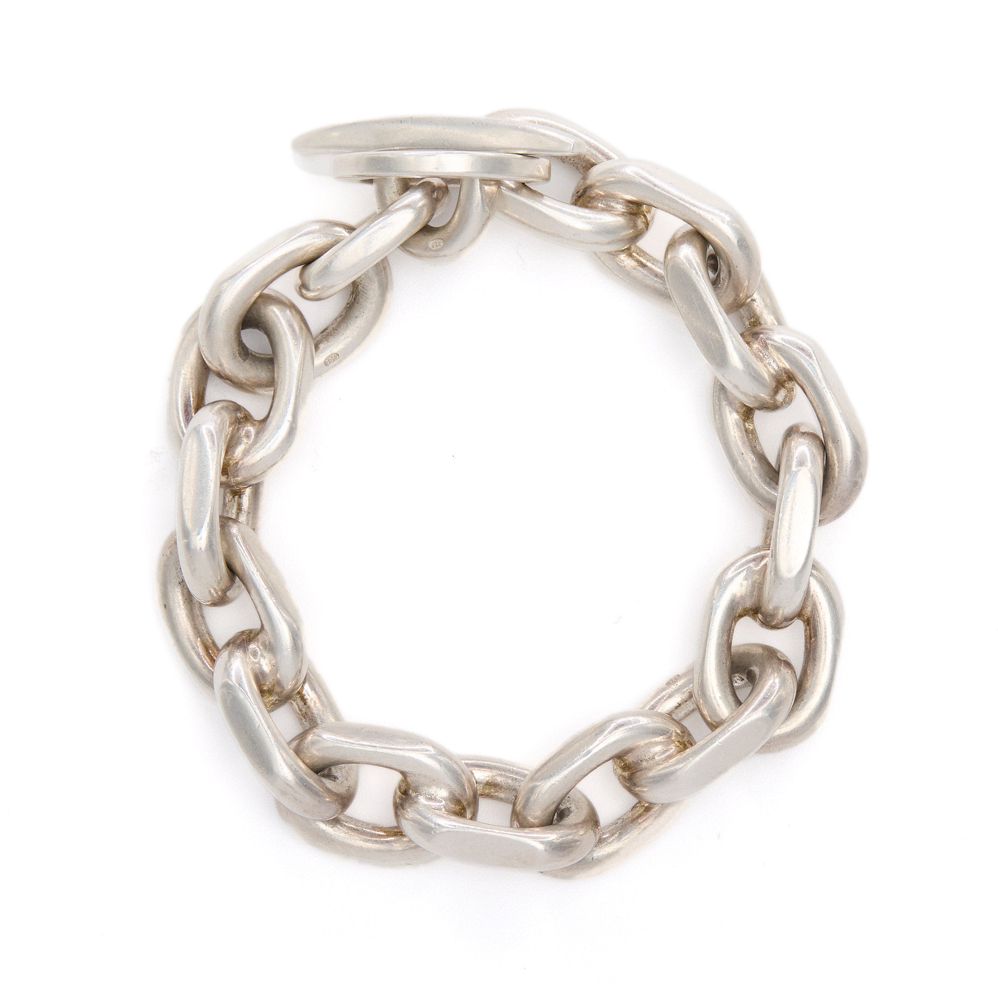 Danish Chunky Silver Chain Link Bracelet-Charlotte Sayers Antique Jewellery