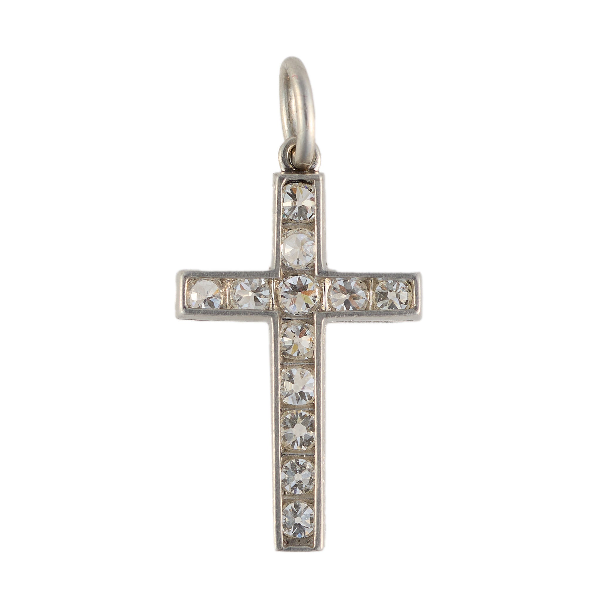 Deco Diamond Cross Pendant-Charlotte Sayers Antique Jewellery