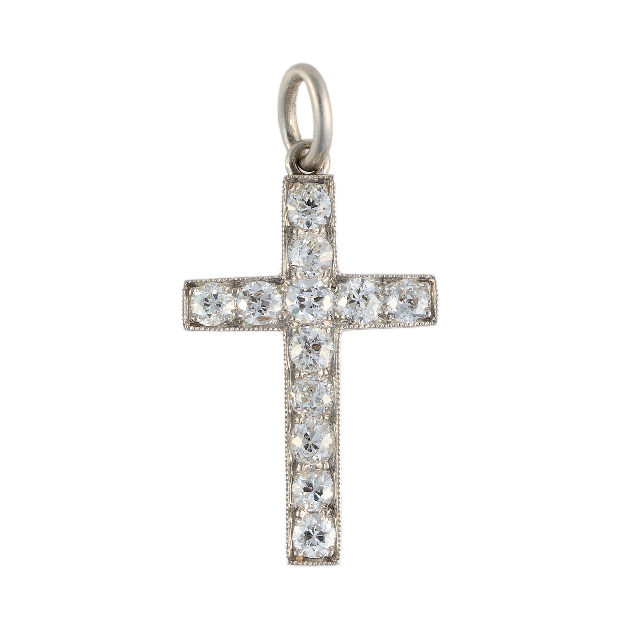 Deco Diamond Cross Pendant-Charlotte Sayers Antique Jewellery
