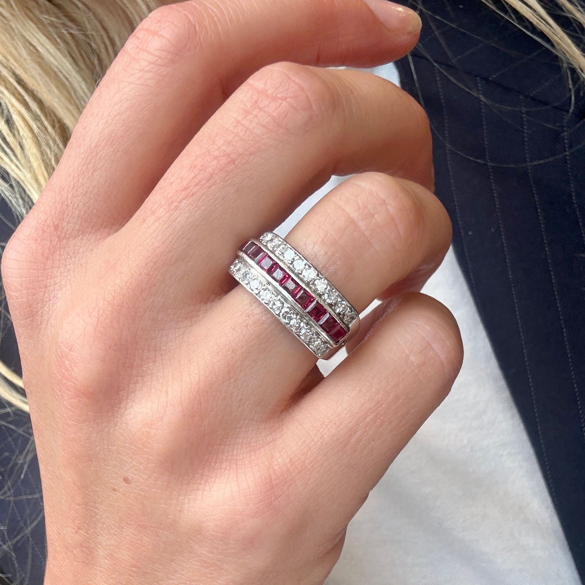 Deco Ruby Diamond Ring-Charlotte Sayers Antique Jewellery