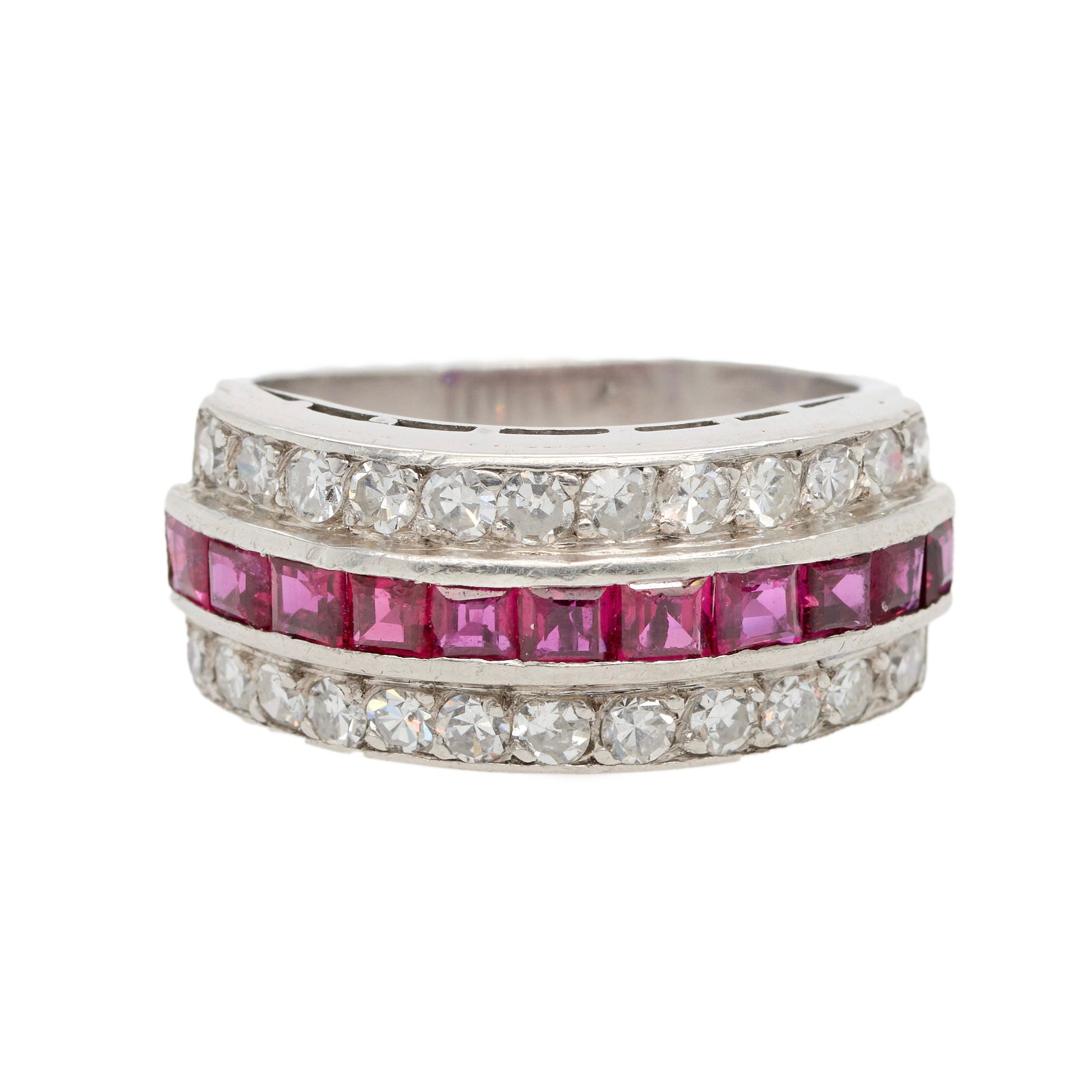 Deco Ruby Diamond Ring-Charlotte Sayers Antique Jewellery