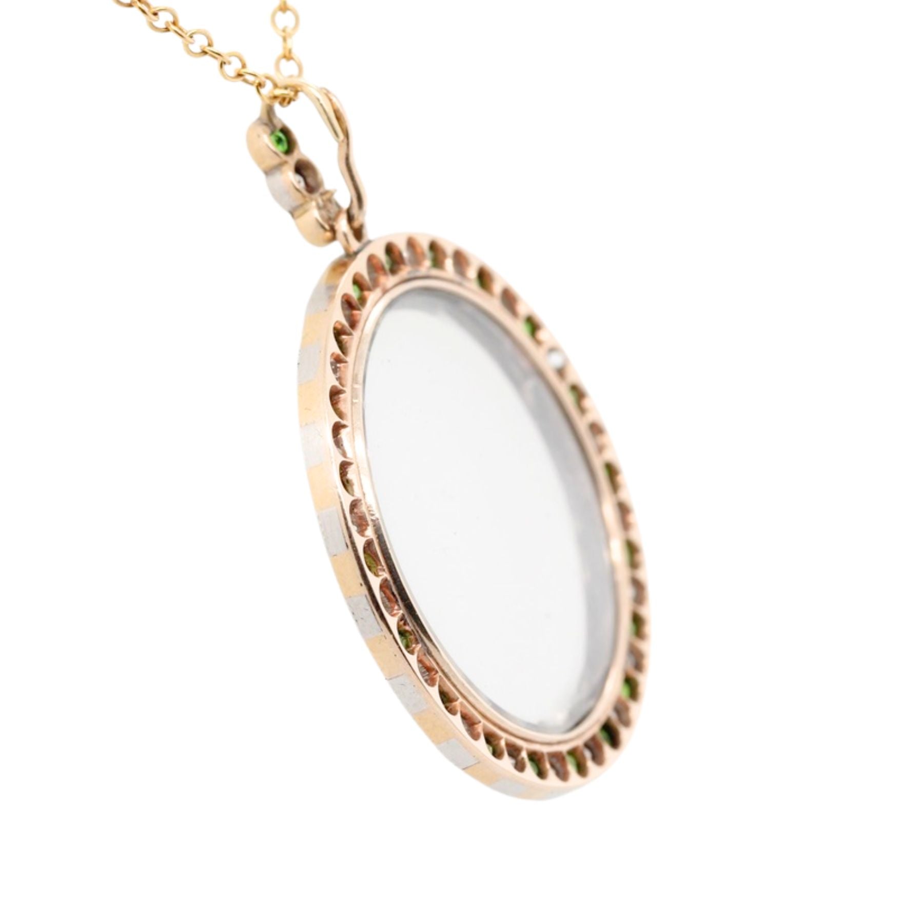 Demantoid Garnet Diamond Pendant-Charlotte Sayers Antique Jewellery