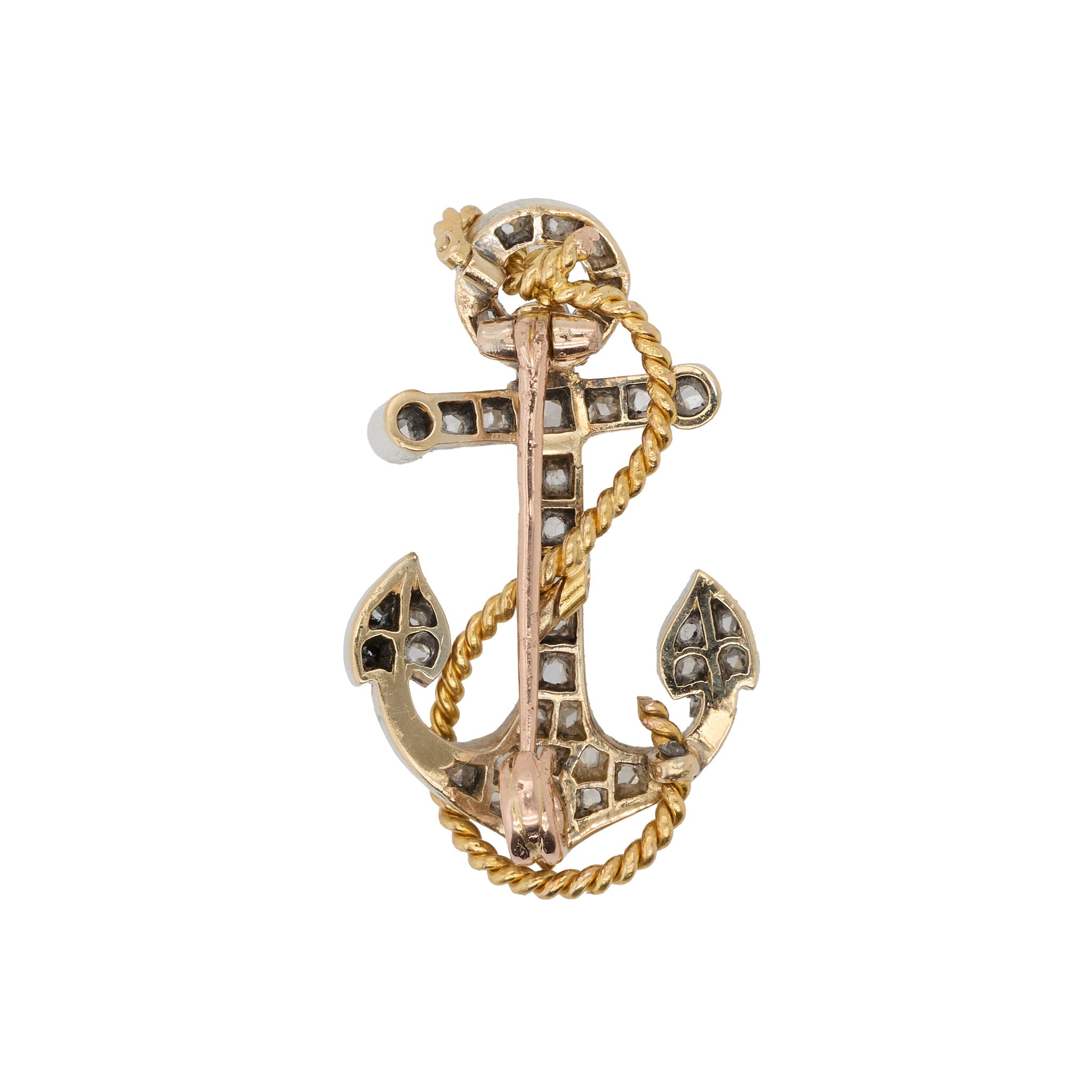 Diamond Anchor Brooch-Charlotte Sayers Antique Jewellery