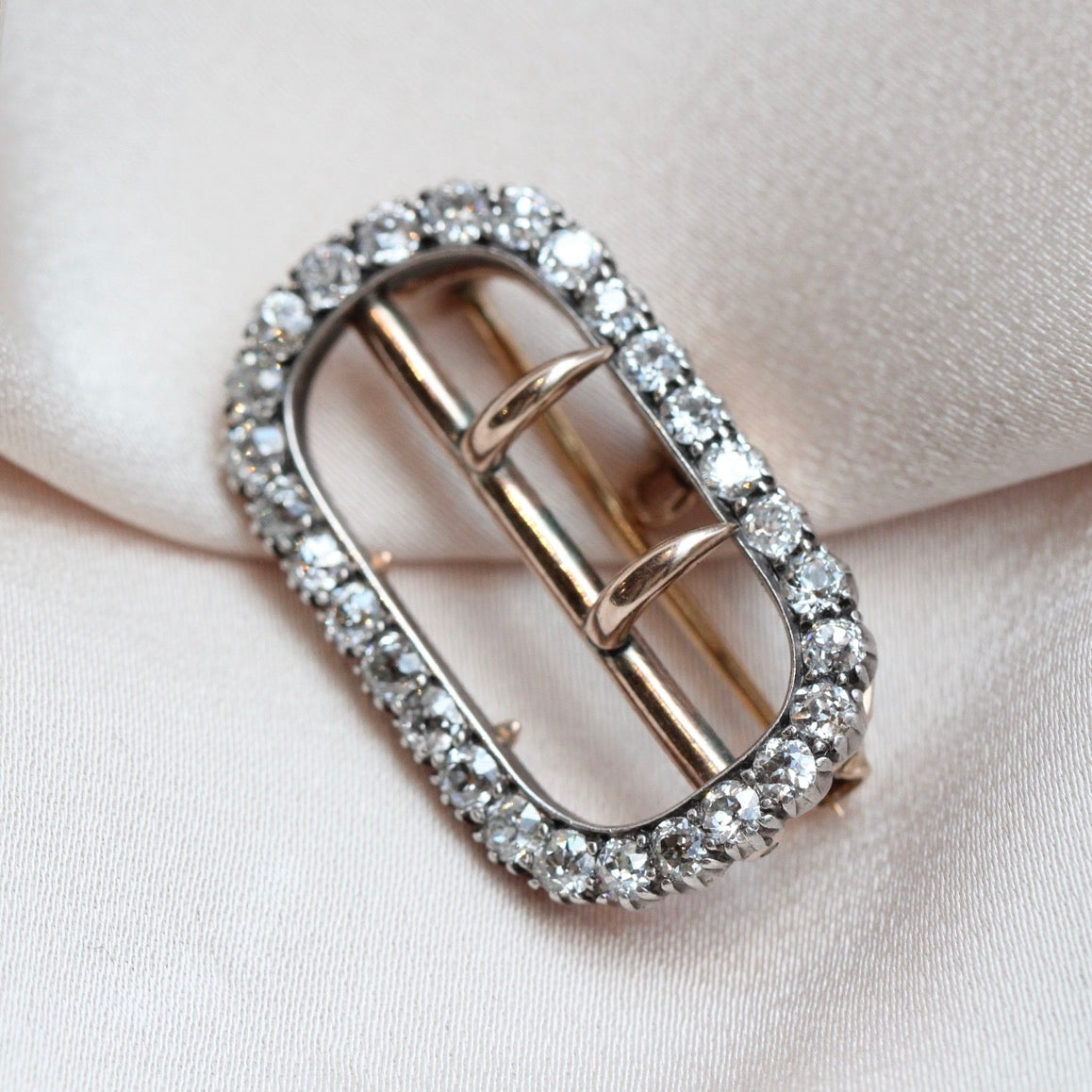 Diamond Buckle Brooch-Charlotte Sayers Antique Jewellery