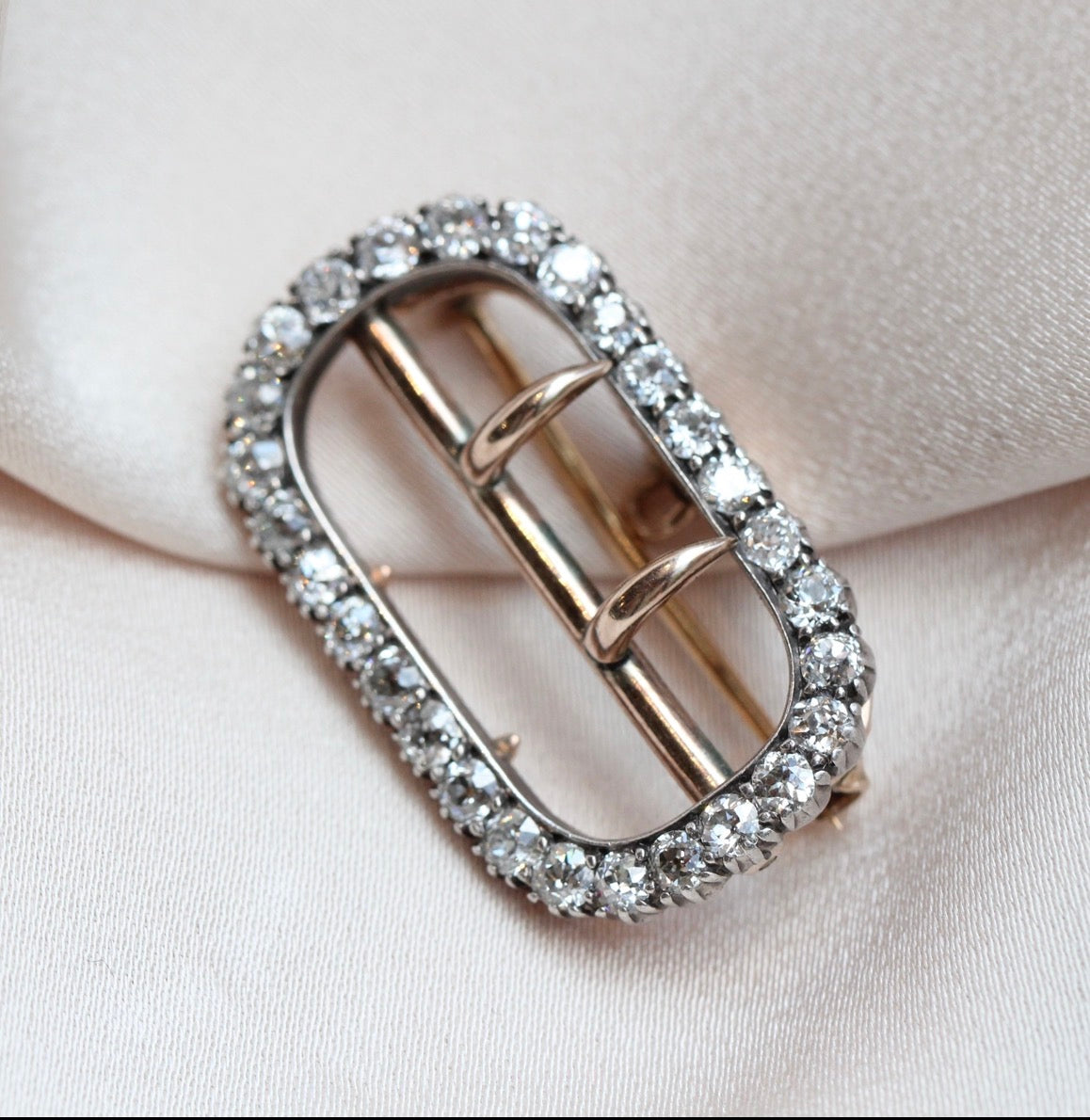 Diamond Buckle Brooch-Charlotte Sayers Antique Jewellery