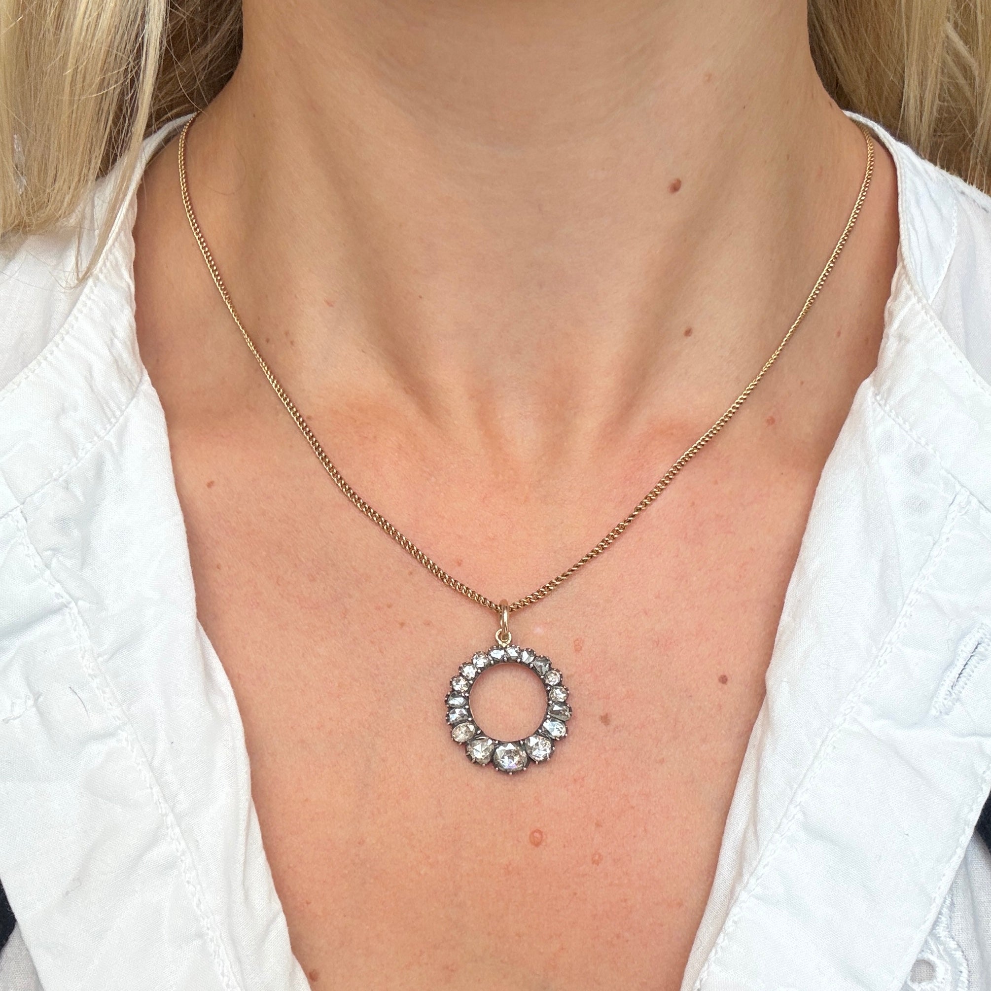 Diamond Circle Pendant-Charlotte Sayers Antique Jewellery