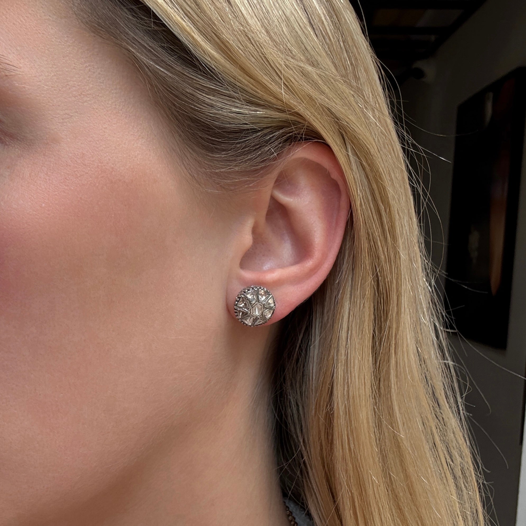 Diamond Cluster Earrings-Charlotte Sayers Antique Jewellery