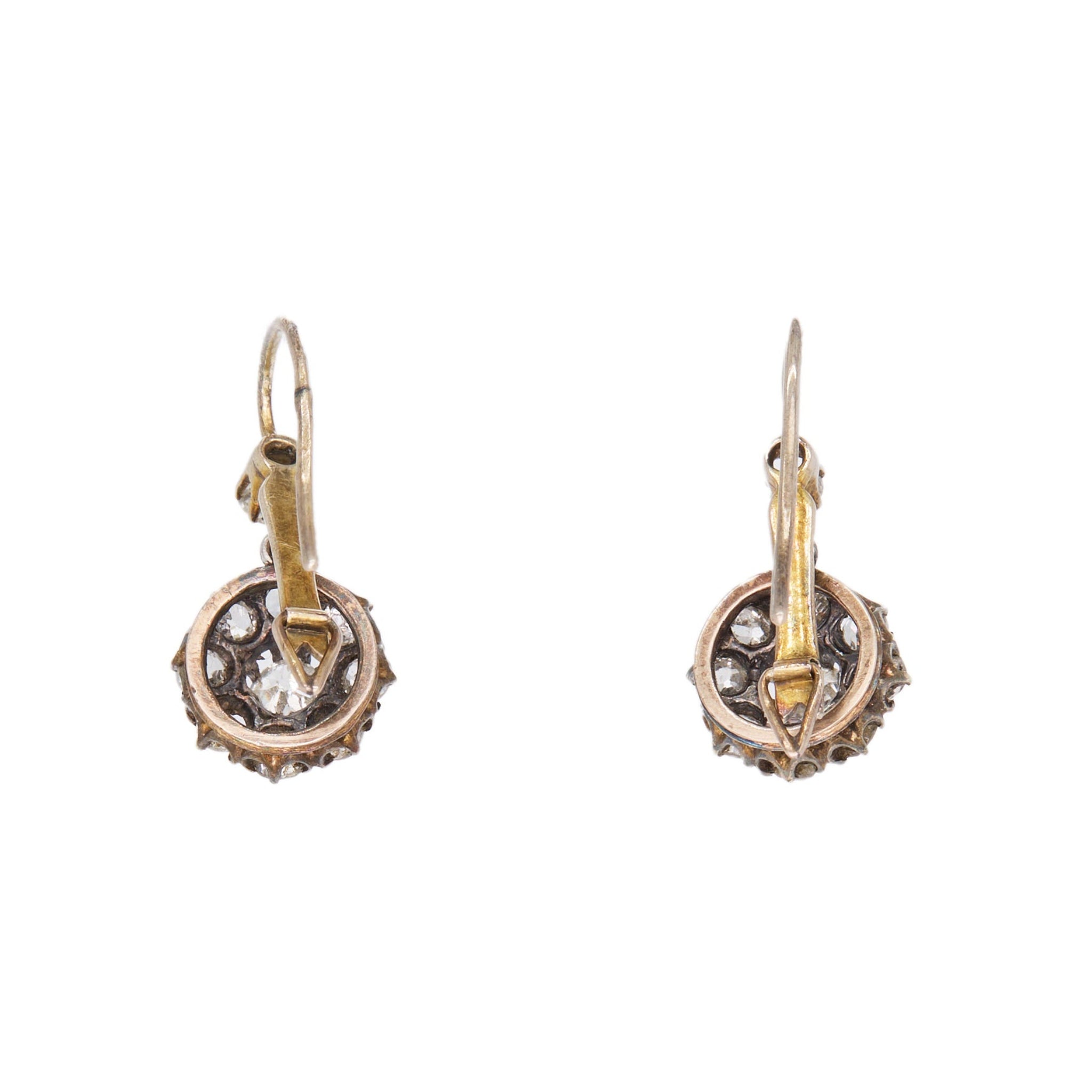 Diamond Cluster Earrings-Charlotte Sayers Antique Jewellery
