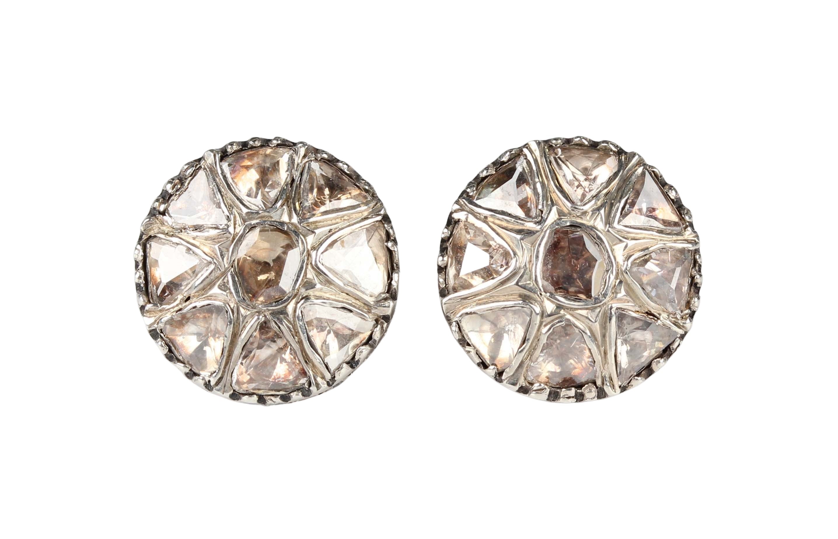 Diamond Cluster Earrings-Charlotte Sayers Antique Jewellery