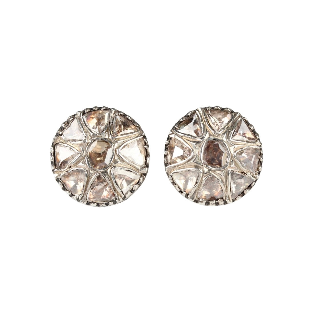 Diamond Cluster Earrings-Charlotte Sayers Antique Jewellery