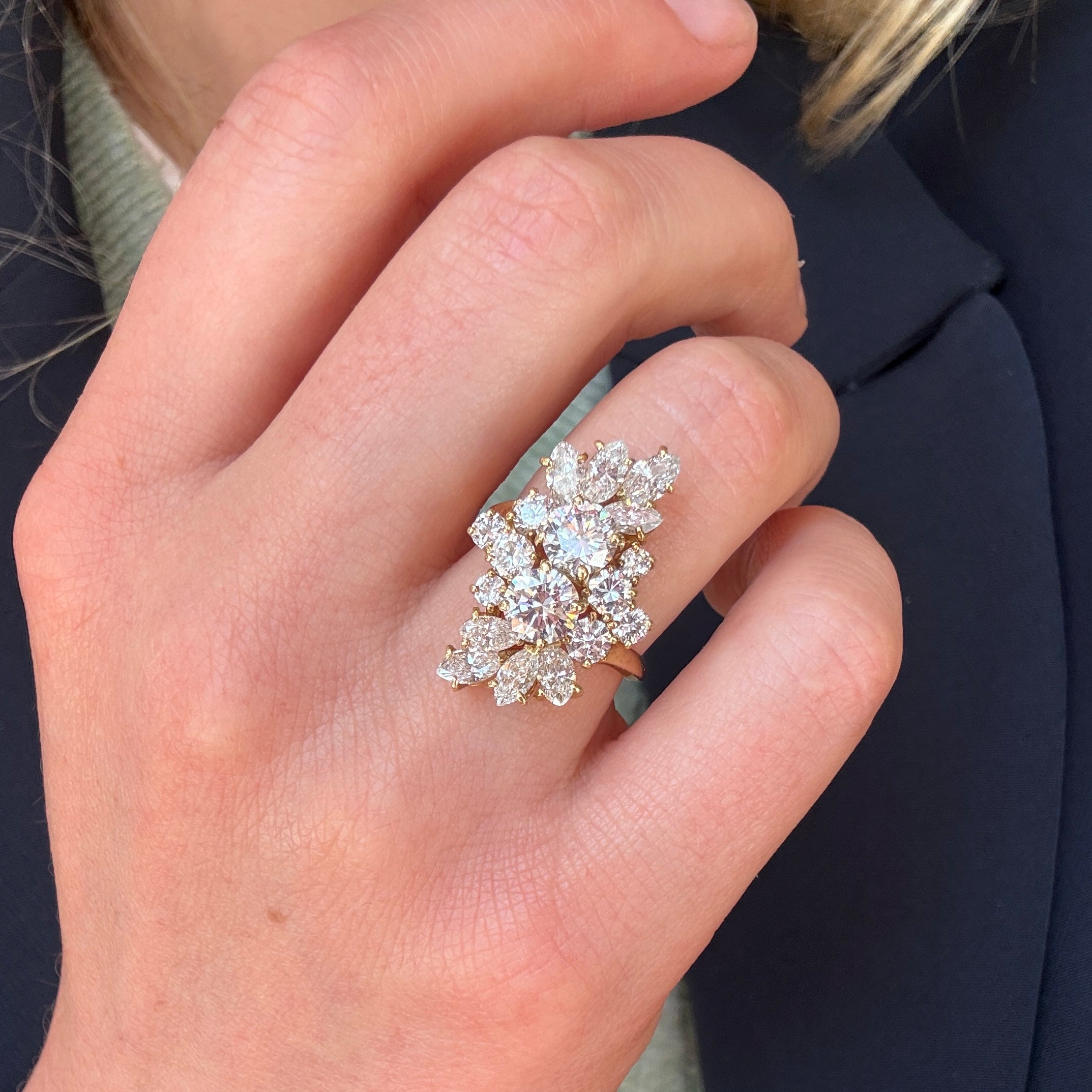 Diamond Cocktail Ring-Charlotte Sayers Antique Jewellery
