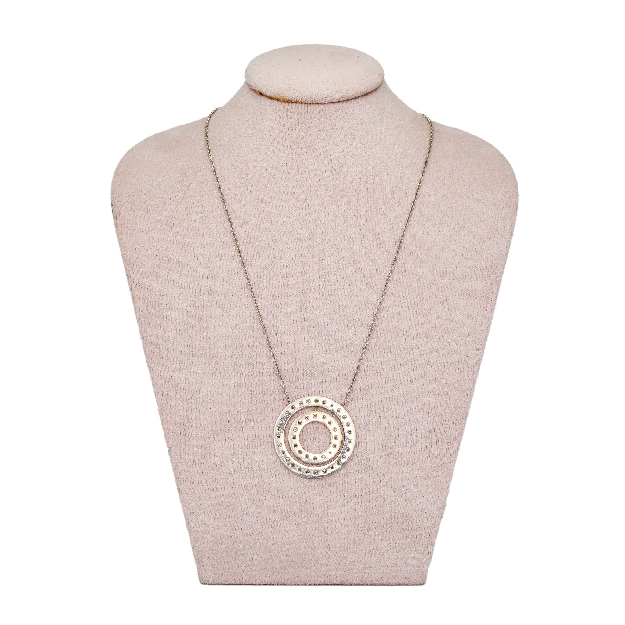 Diamond Double Circle Necklace-Charlotte Sayers Antique Jewellery