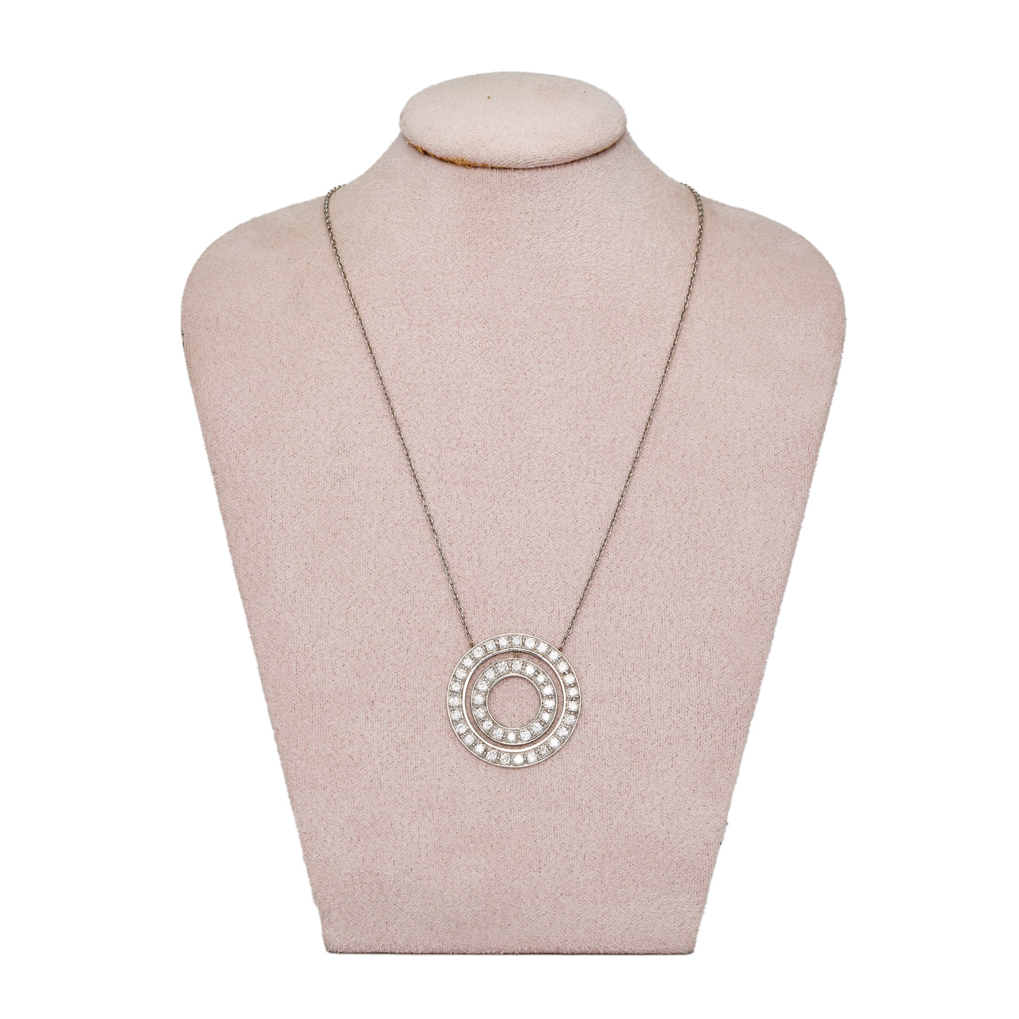 Diamond Double Circle Necklace-Charlotte Sayers Antique Jewellery