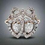 Diamond Double Heart Ring-Charlotte Sayers Antique Jewellery