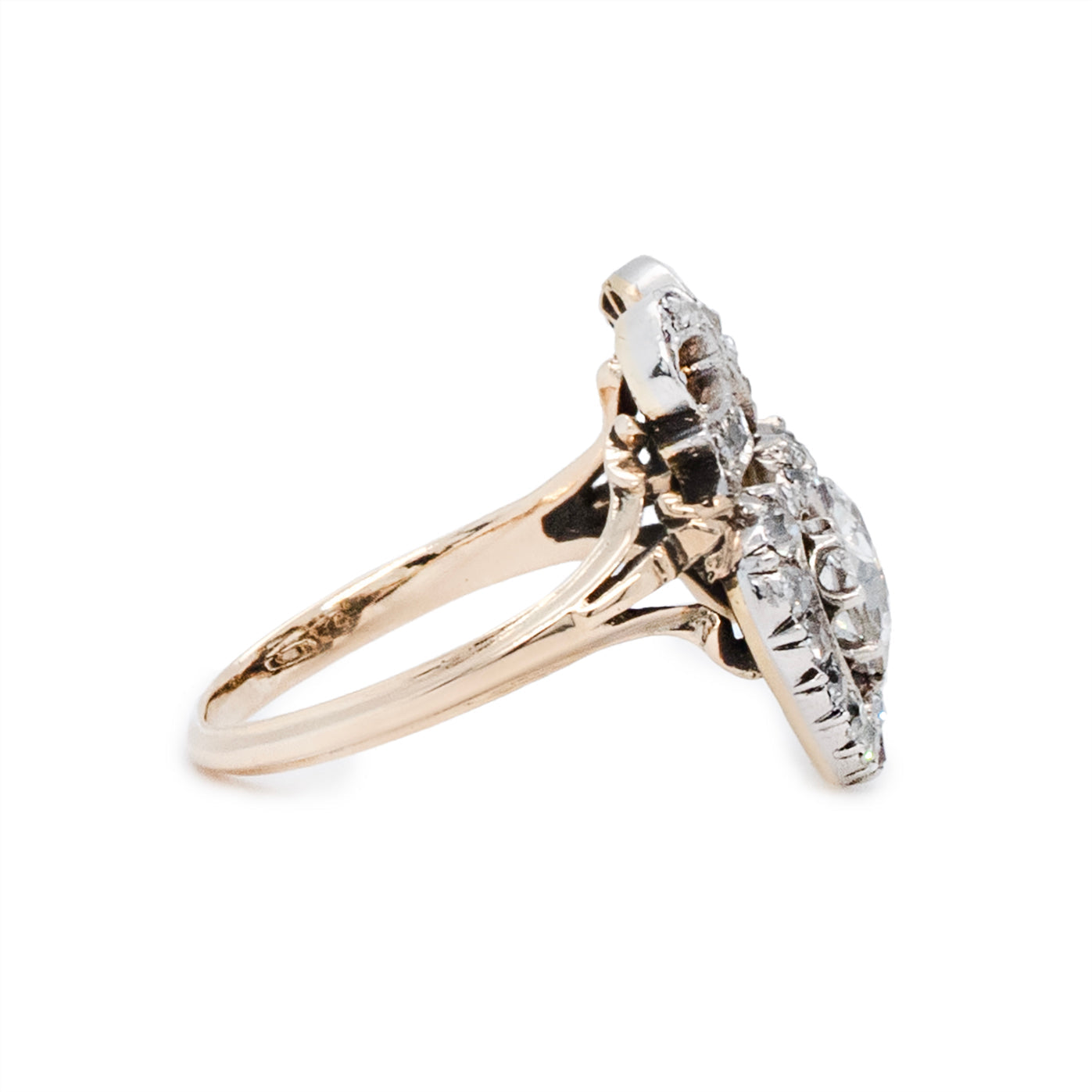 Diamond Double Heart Ring-Charlotte Sayers Antique Jewellery