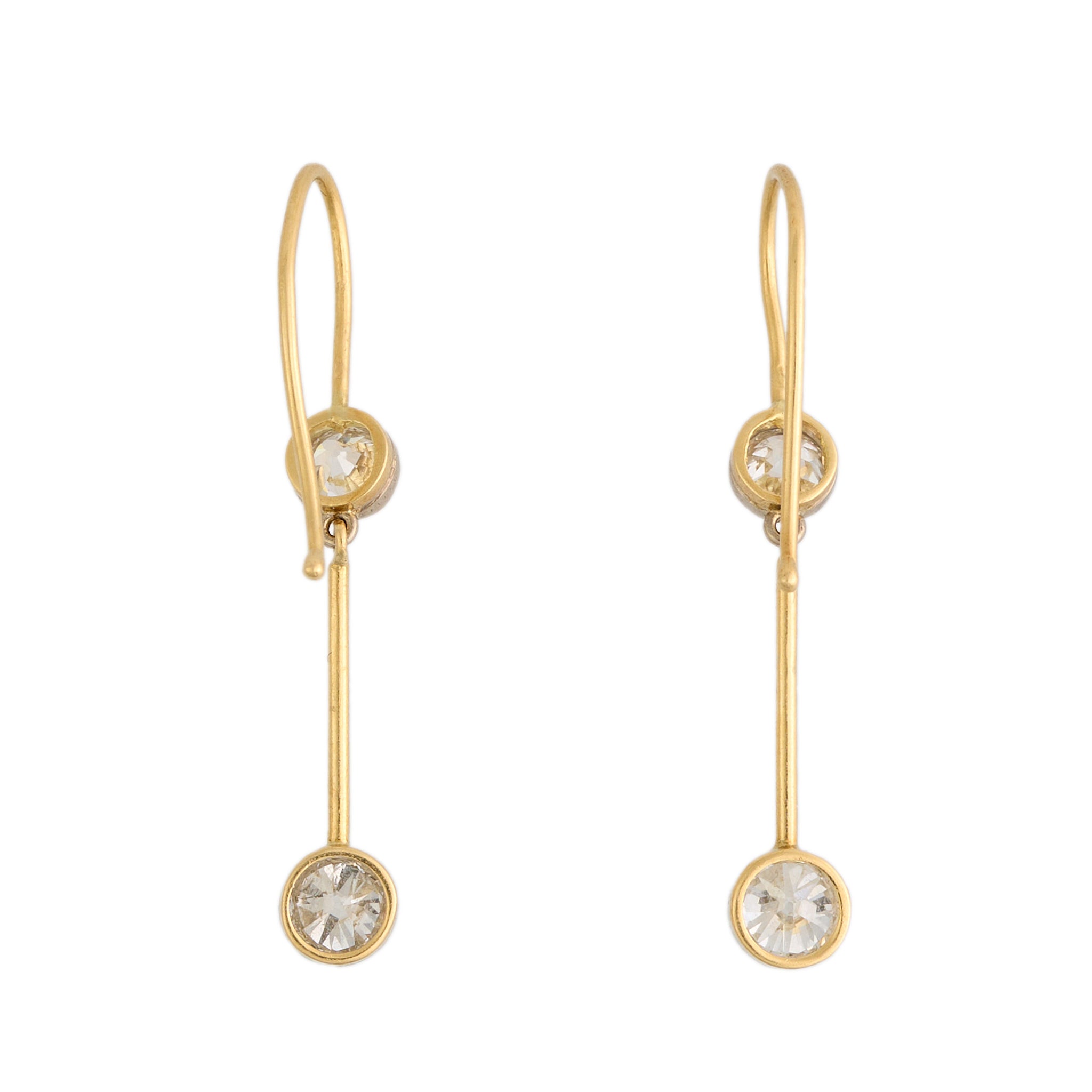 Diamond Drop Earrings-Charlotte Sayers Antique Jewellery