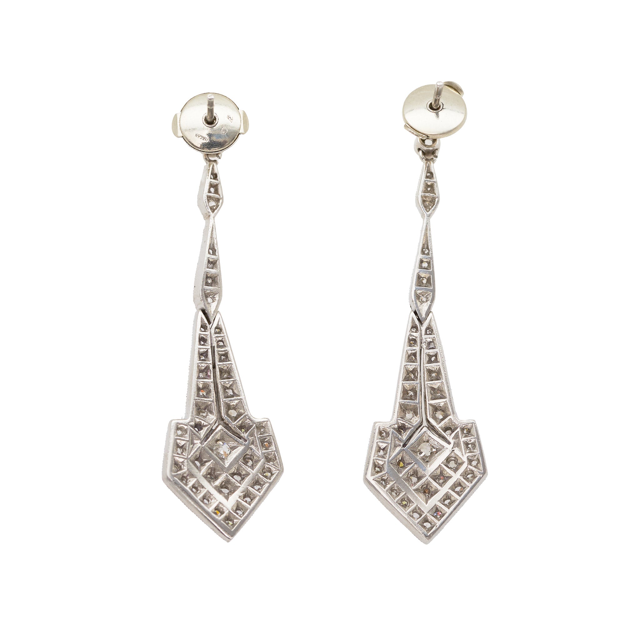Diamond Drop Earrings-Charlotte Sayers Antique Jewellery