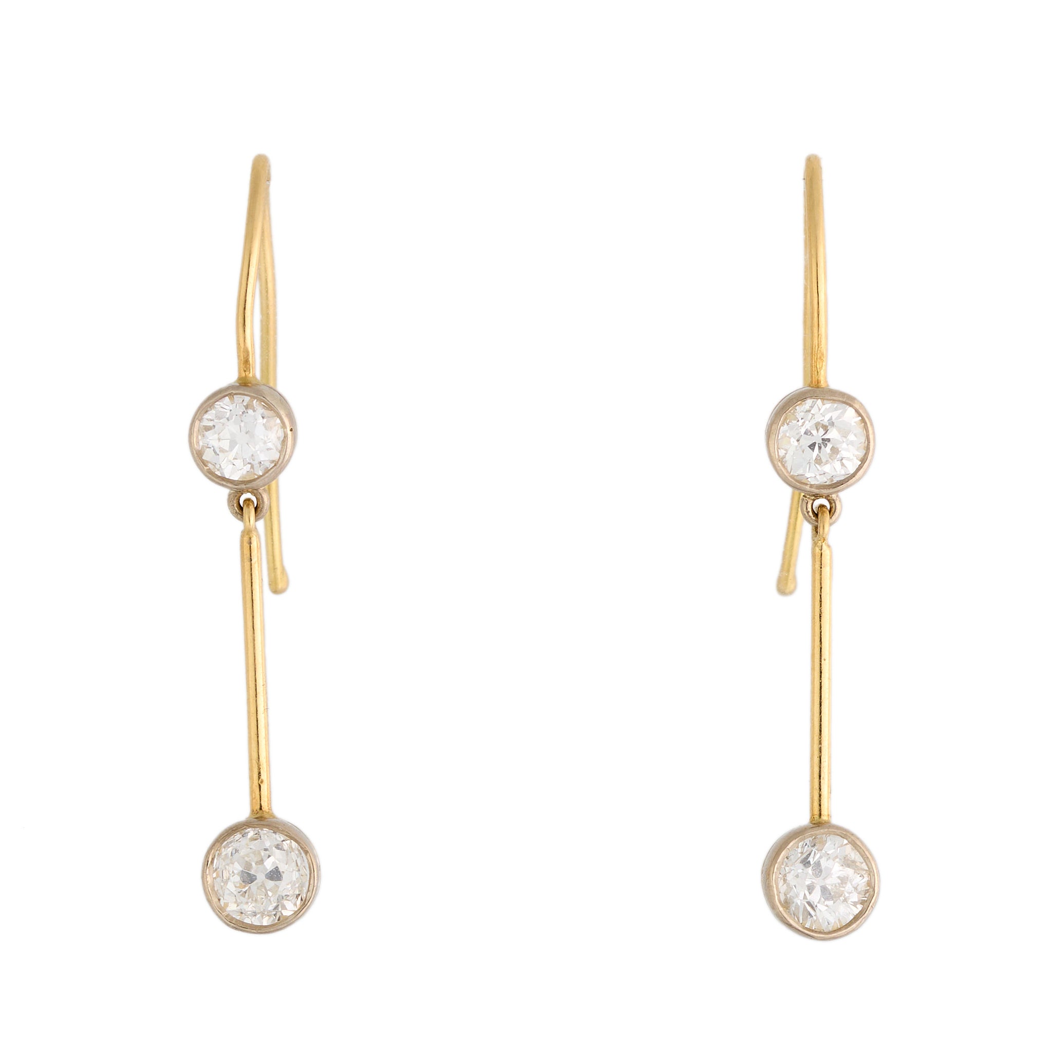 Diamond Drop Earrings-Charlotte Sayers Antique Jewellery