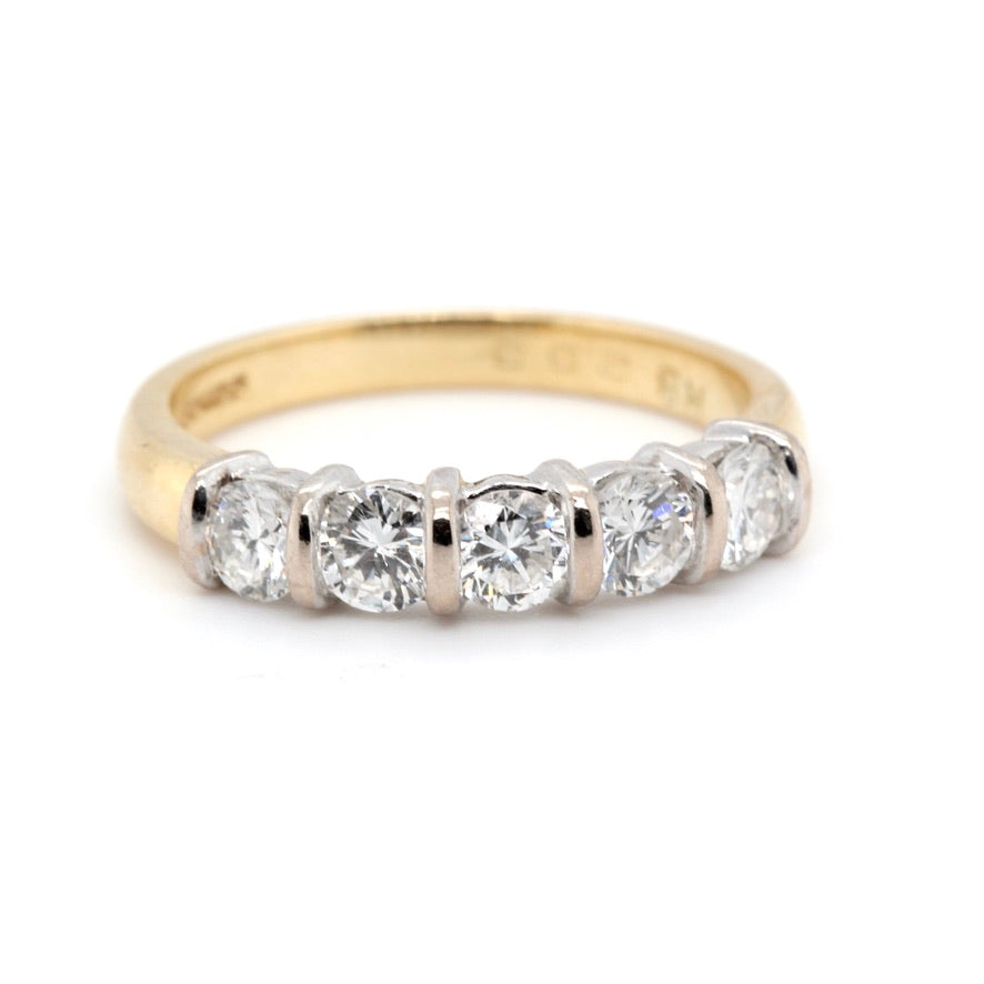 Diamond Five Stone Modern Ring-Charlotte Sayers Antique Jewellery