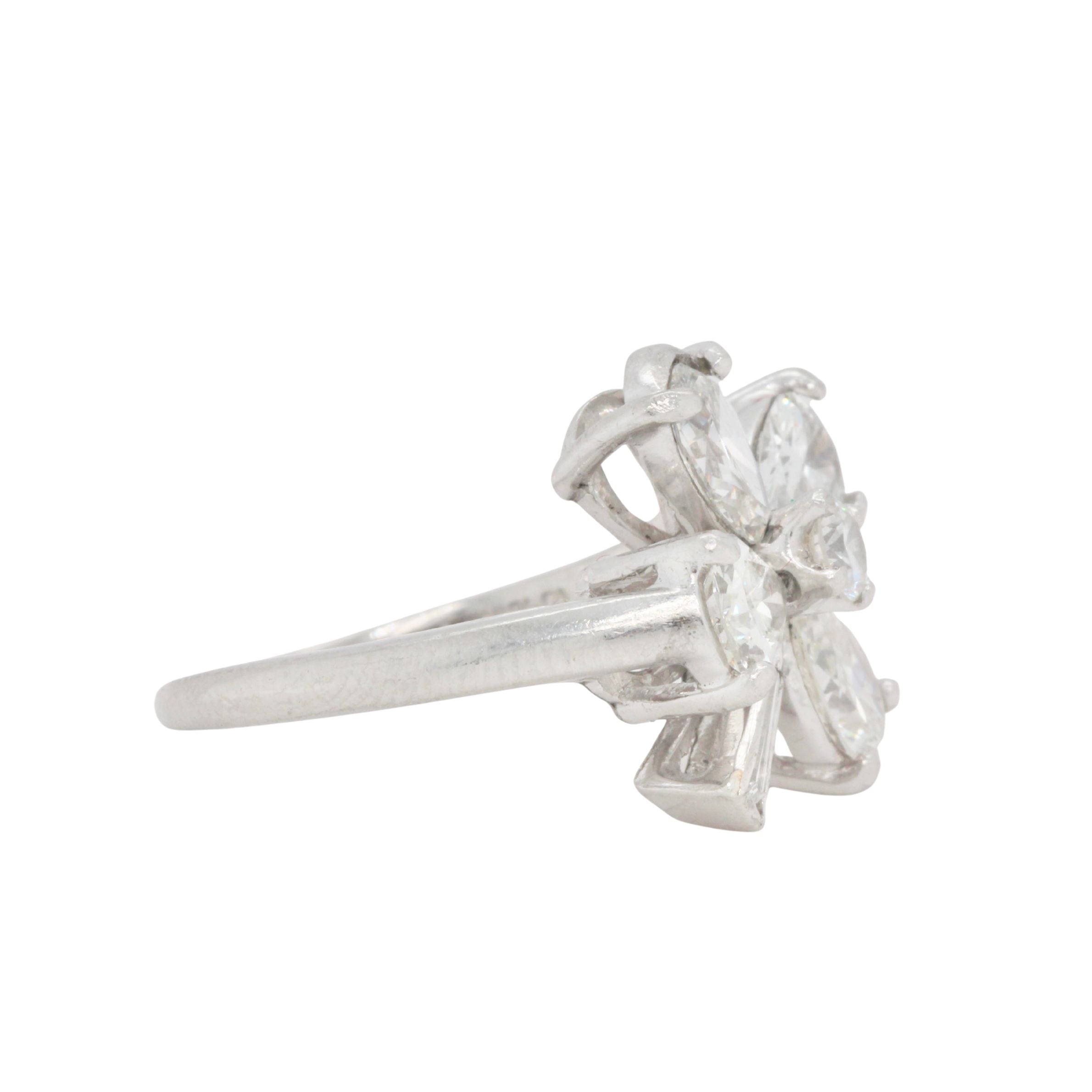 Diamond Flower Dress Ring-Charlotte Sayers Antique Jewellery