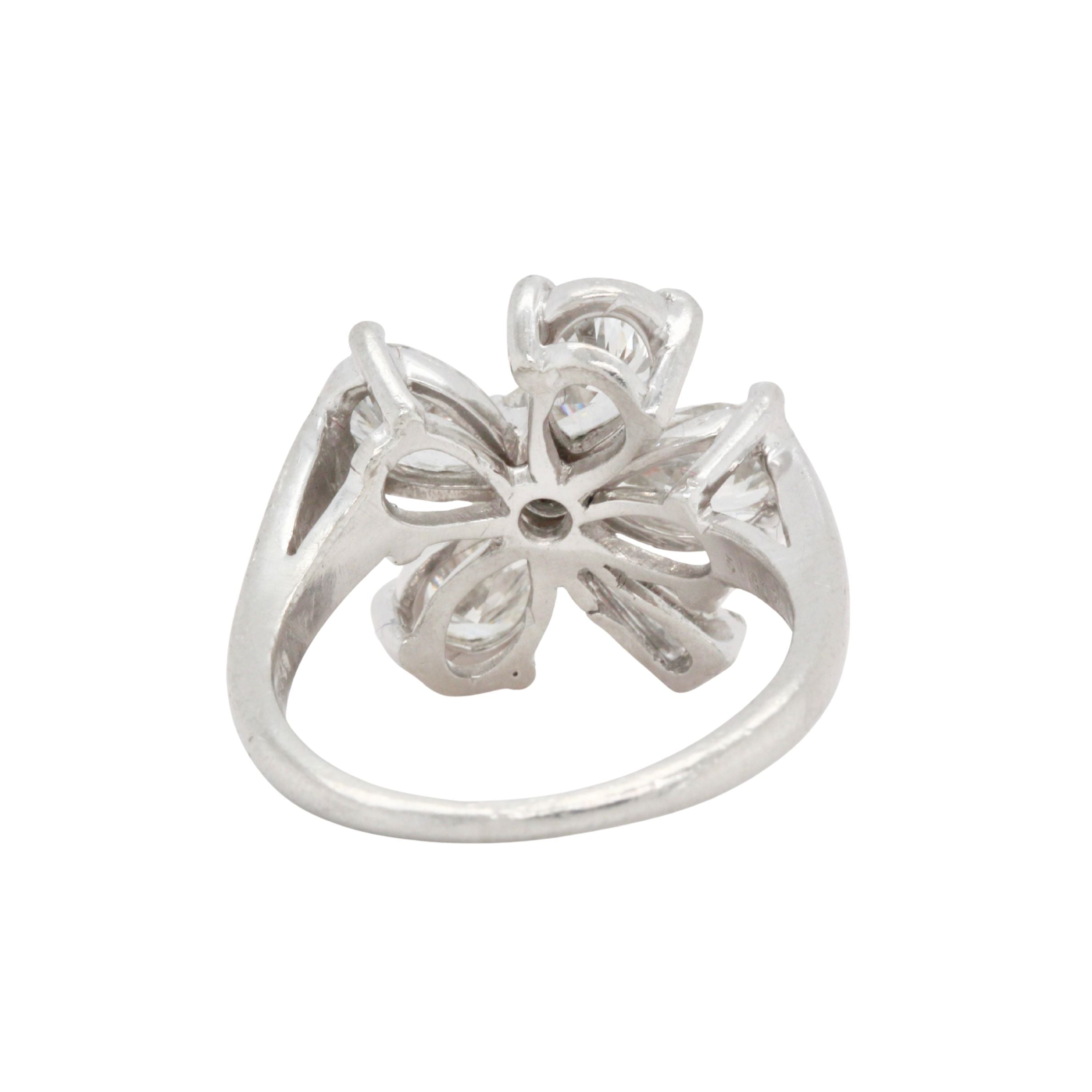 Diamond Flower Dress Ring-Charlotte Sayers Antique Jewellery