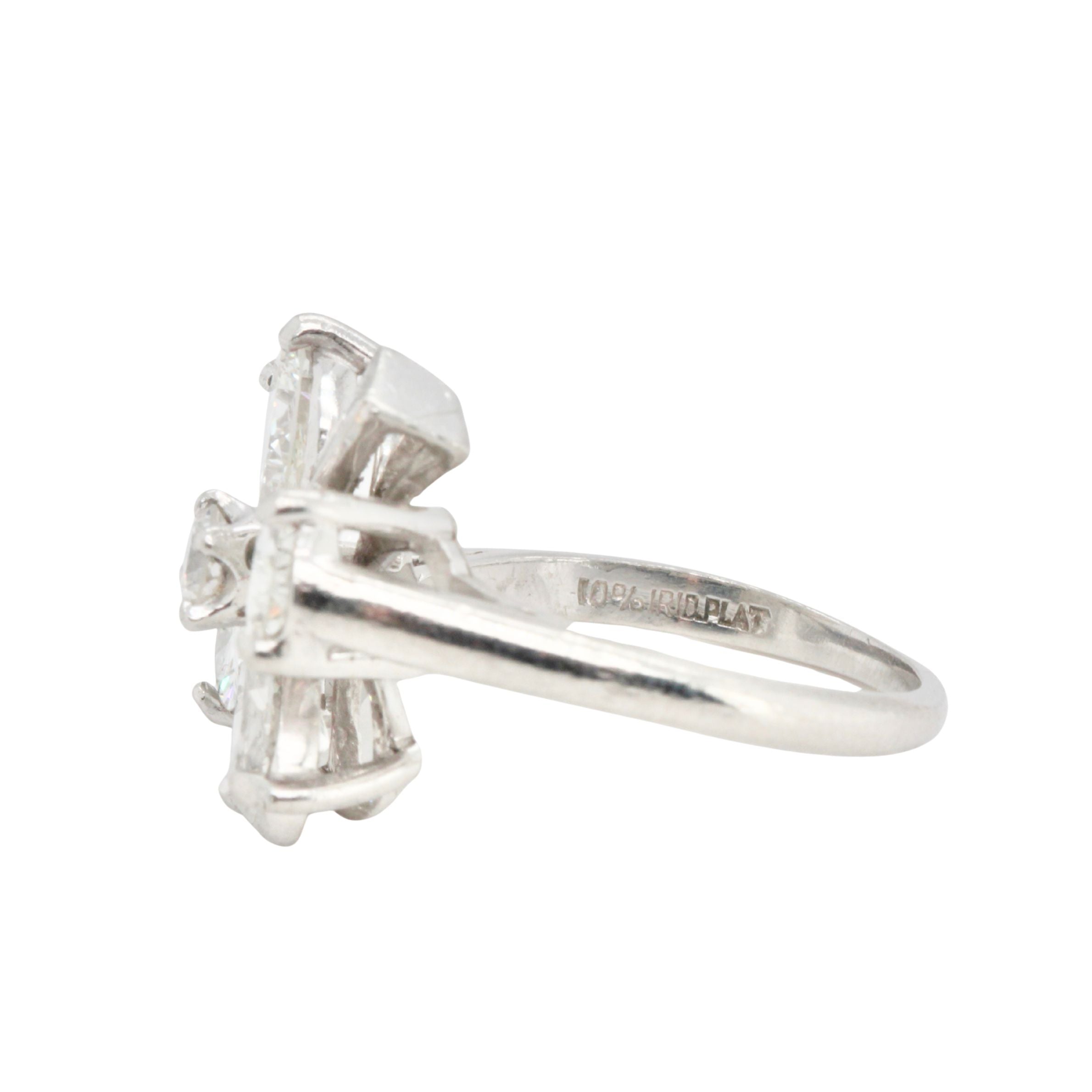 Diamond Flower Dress Ring-Charlotte Sayers Antique Jewellery