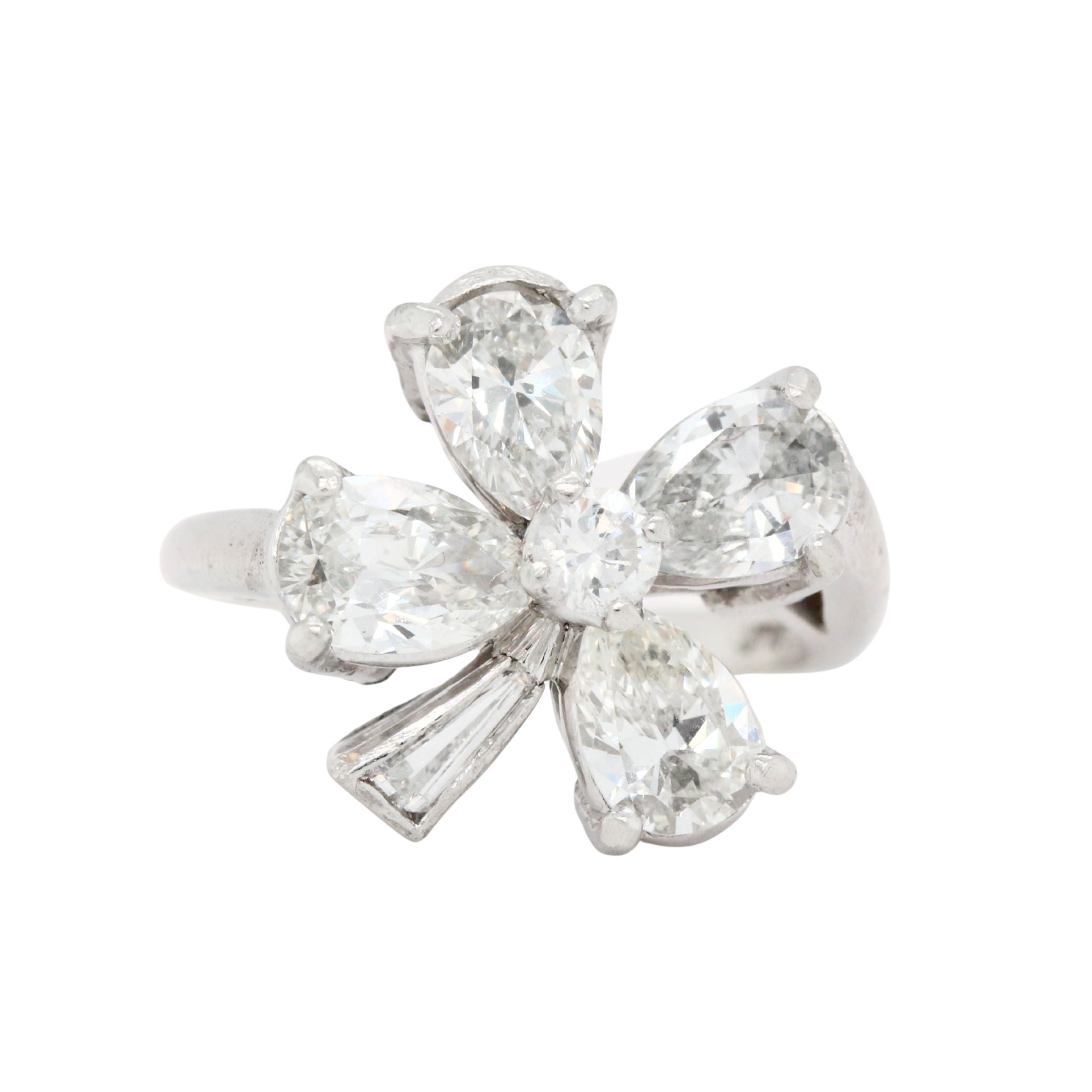 Diamond Flower Dress Ring-Charlotte Sayers Antique Jewellery