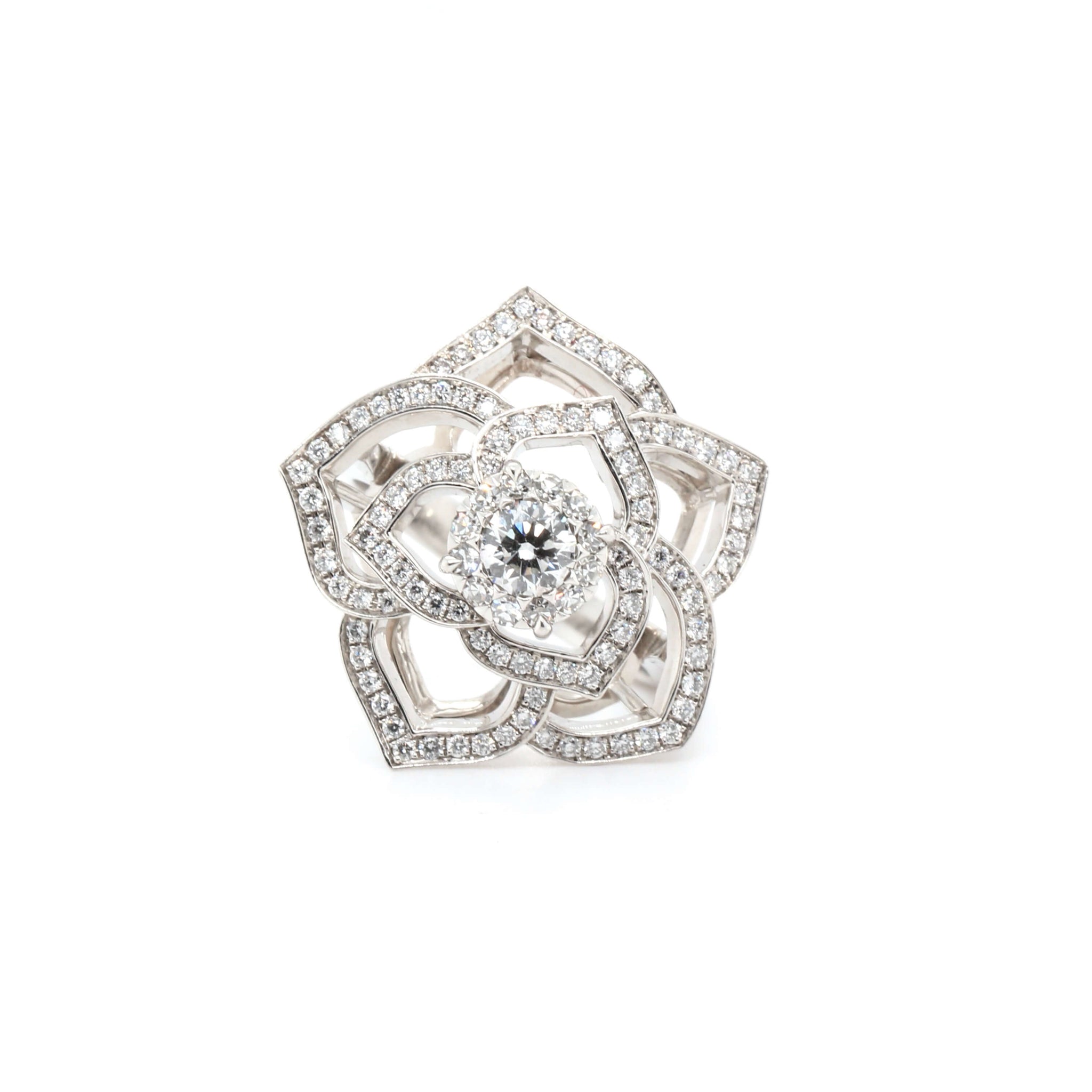 Diamond Flower Ring-Charlotte Sayers Antique Jewellery
