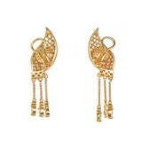 Diamond Gold Leaf Earrings-Charlotte Sayers Antique Jewellery