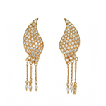 Diamond Gold Leaf Earrings-Charlotte Sayers Antique Jewellery