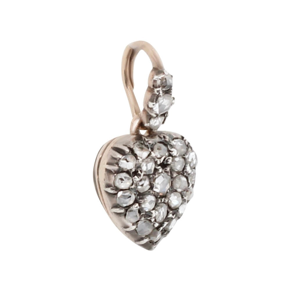 Diamond Heart Locket Pendant-Charlotte Sayers Antique Jewellery