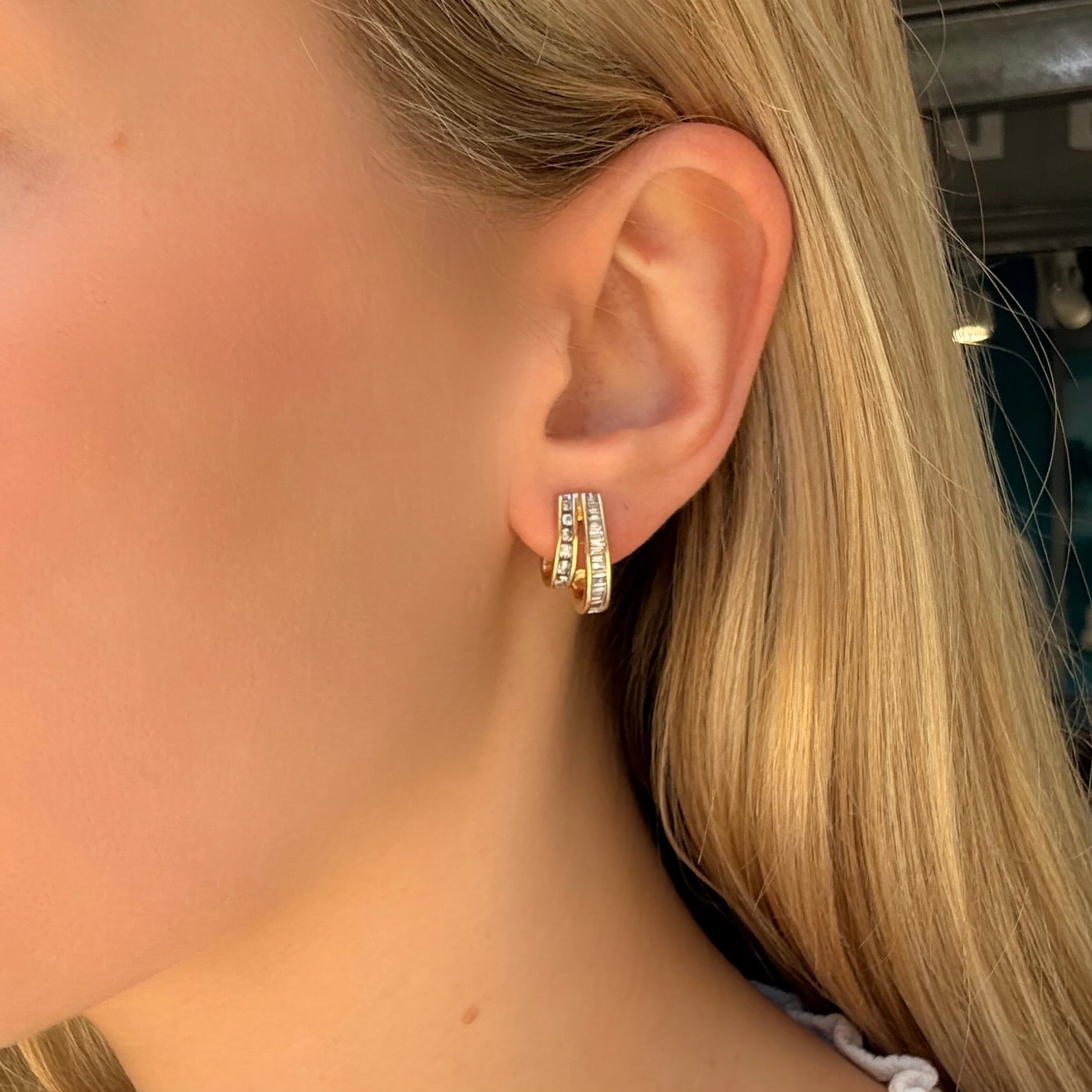 Diamond Hoop Earrings-Charlotte Sayers Antique Jewellery