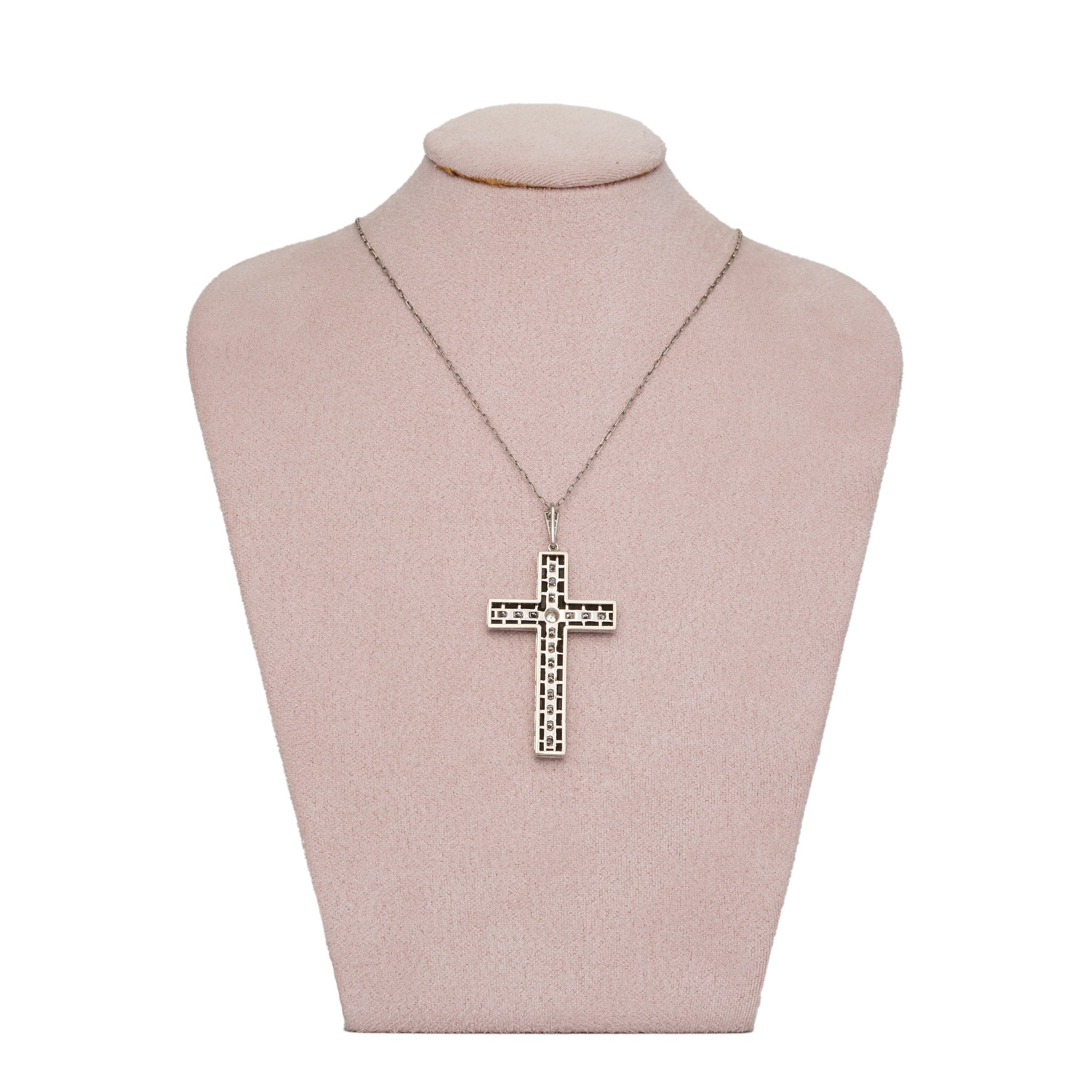 Diamond Onyx Cross-Charlotte Sayers Antique Jewellery