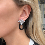 Diamond Onyx Earrings-Charlotte Sayers Antique Jewellery