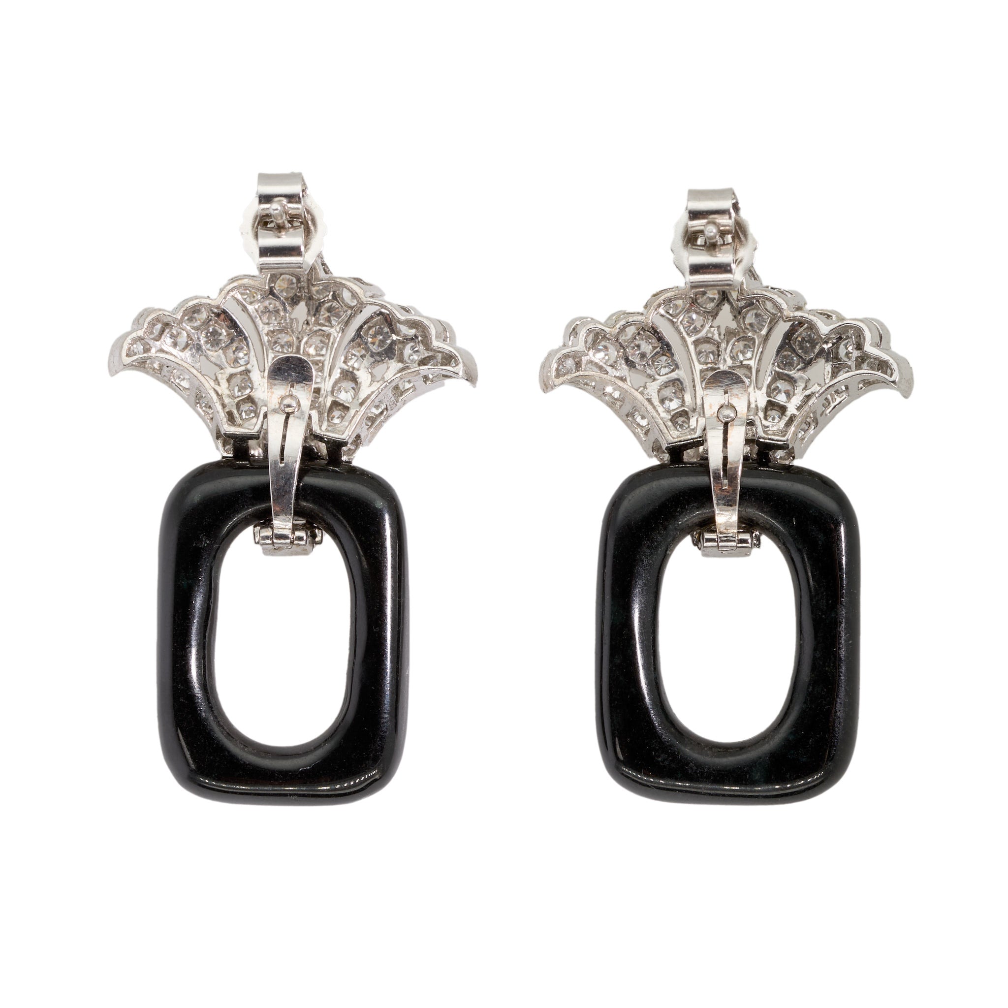 Diamond Onyx Earrings-Charlotte Sayers Antique Jewellery