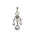 Diamond Pearl and Moonstone Pendant-Charlotte Sayers Antique Jewellery