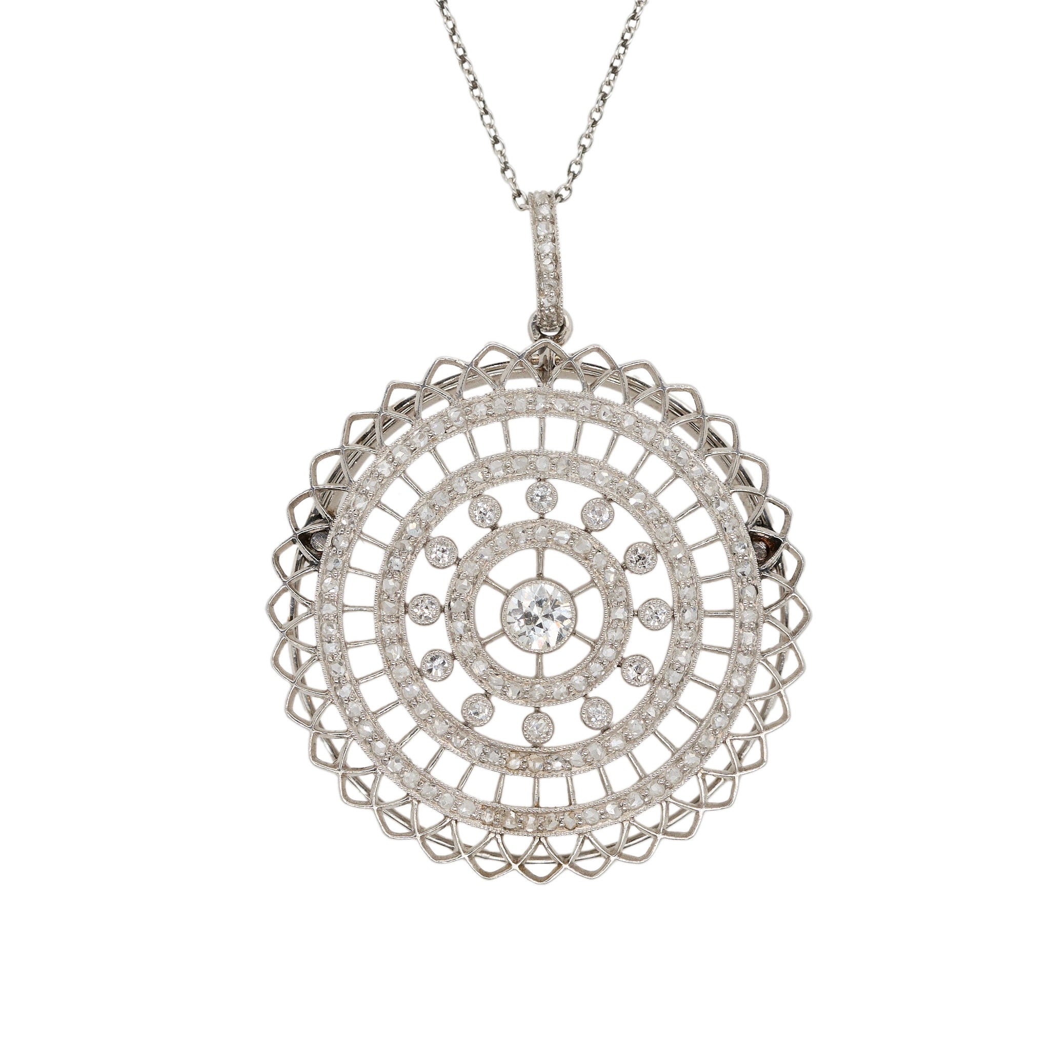 Diamond Pendant / Brooch-Charlotte Sayers Antique Jewellery