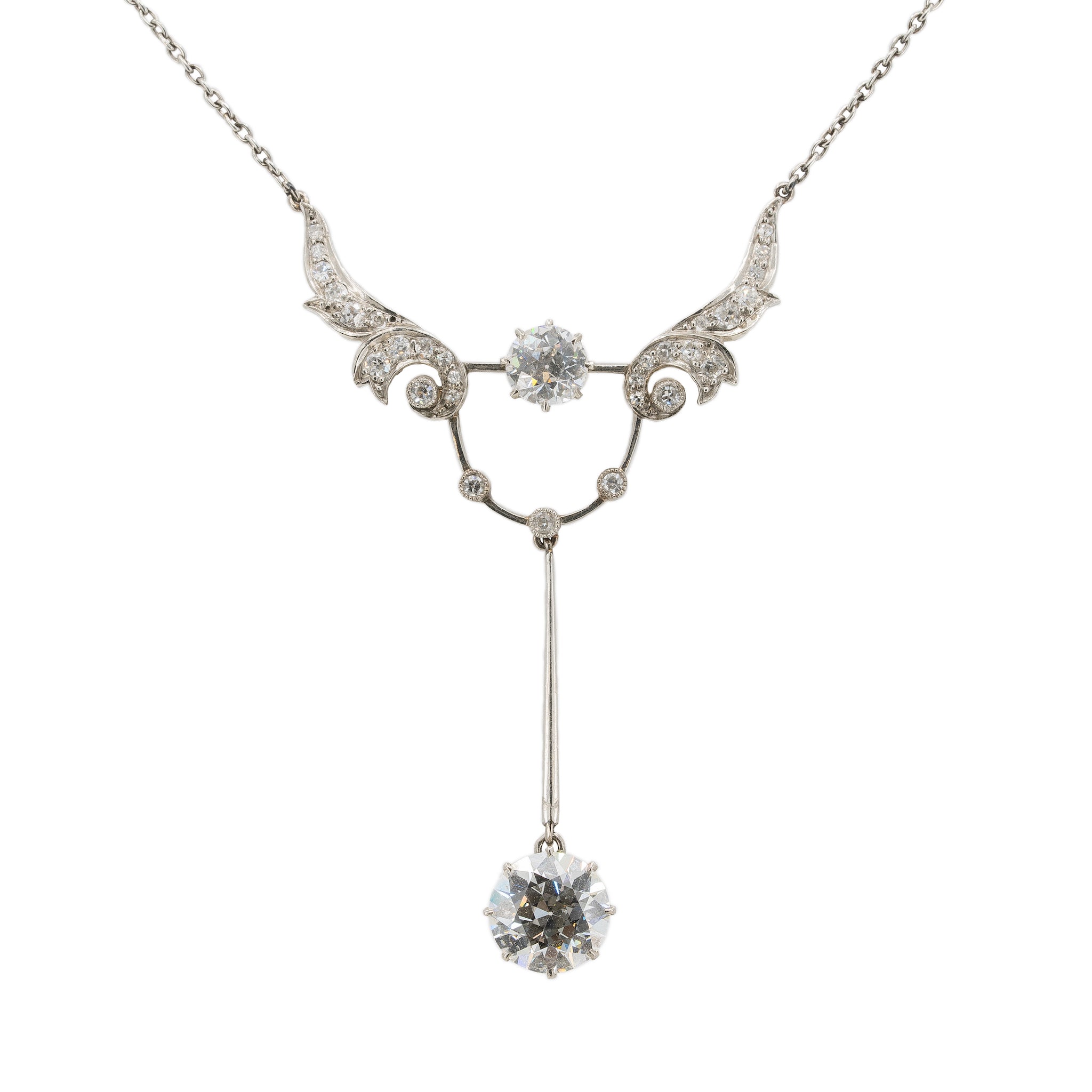 Diamond Pendant Necklace-Charlotte Sayers Antique Jewellery