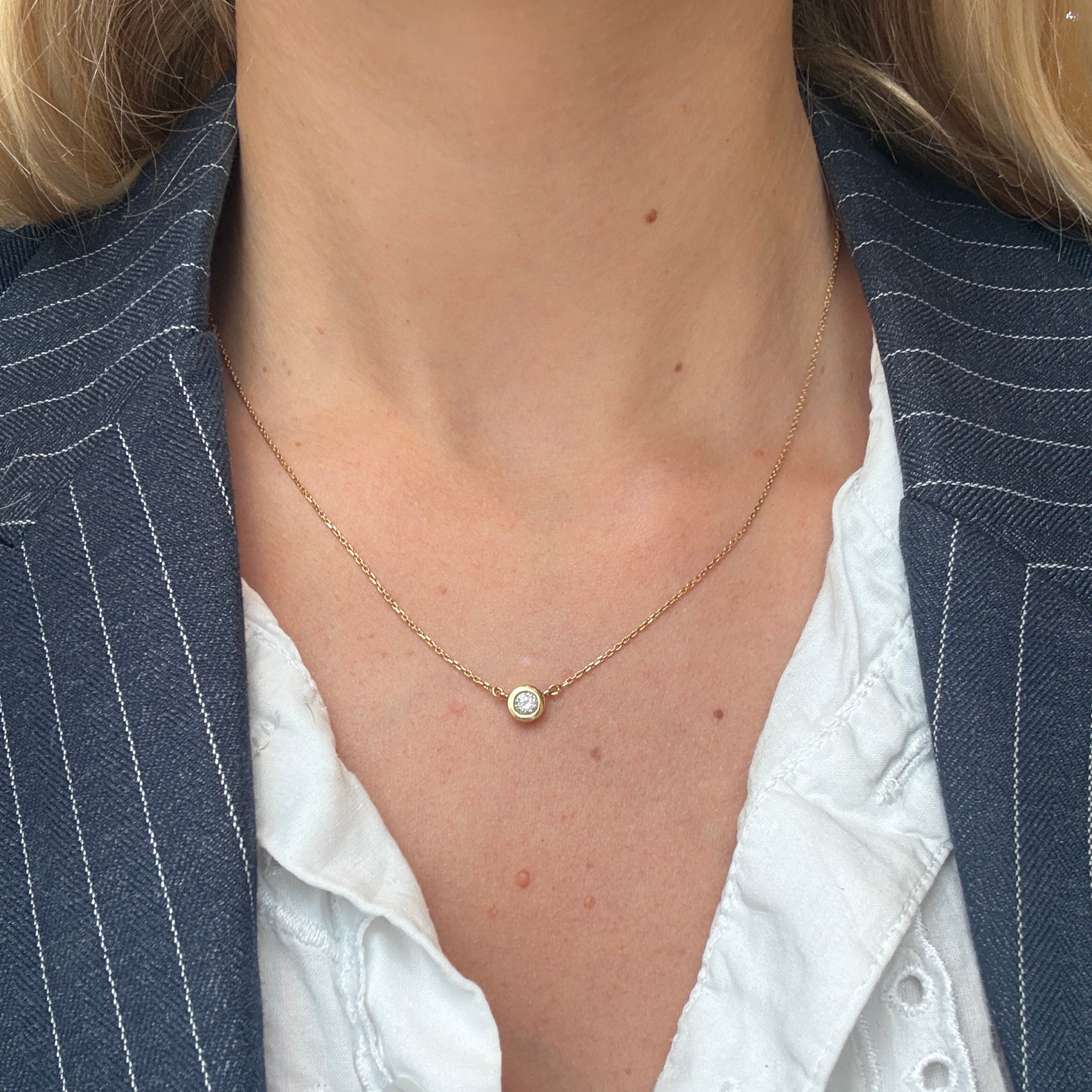 Diamond Solitaire Necklace-Charlotte Sayers Antique Jewellery