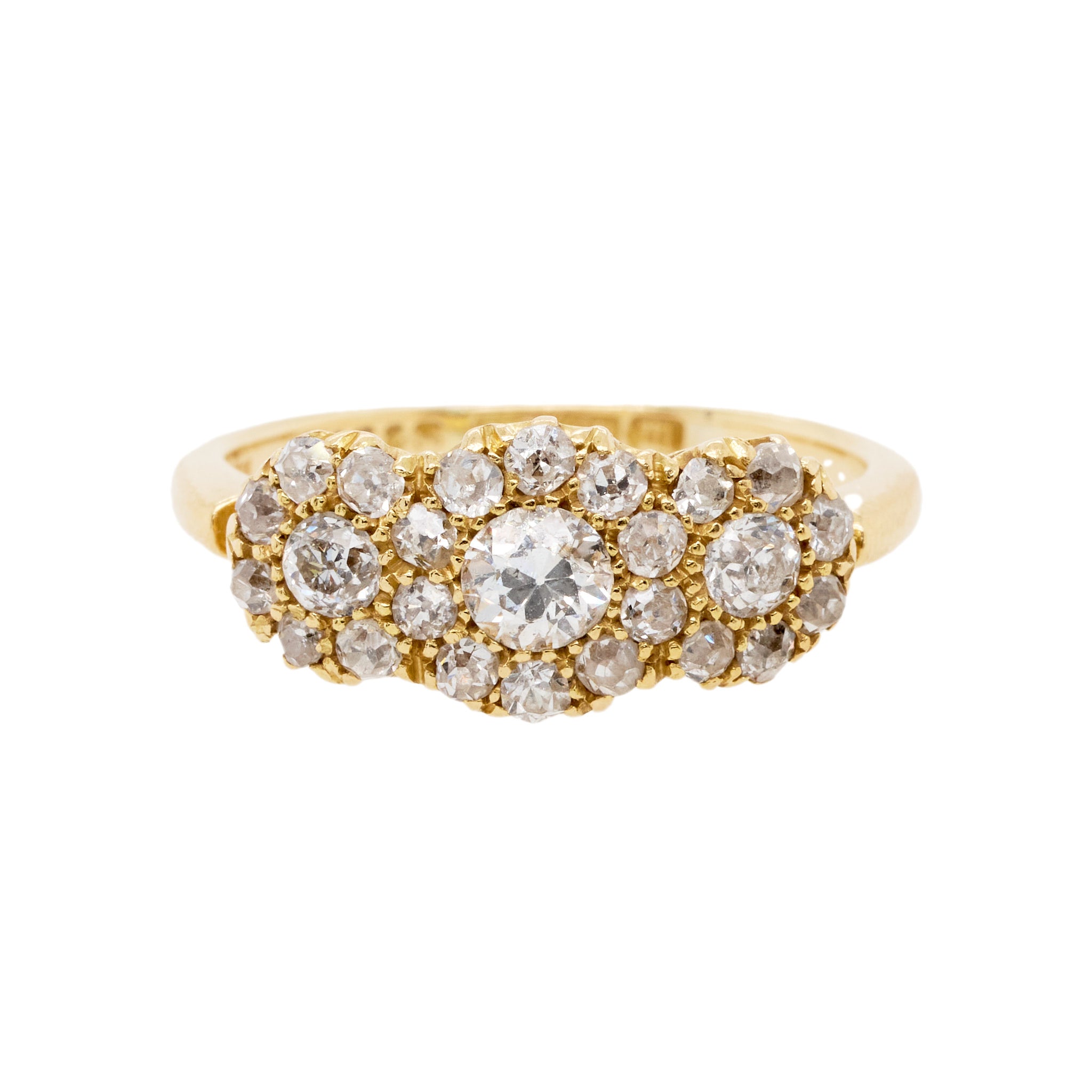Diamond Three Cluster Ring-Charlotte Sayers Antique Jewellery