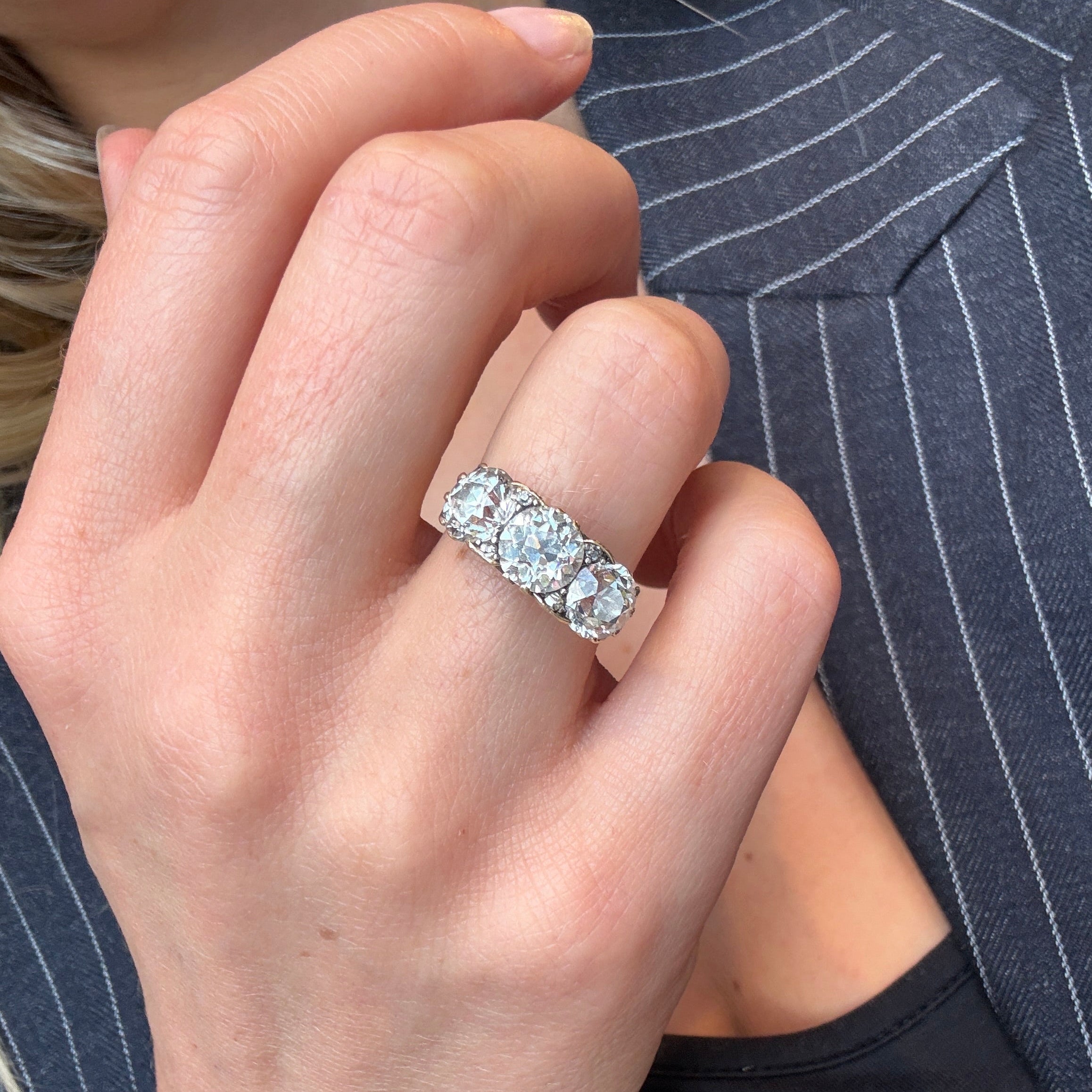 Diamond Three Stone Ring-Charlotte Sayers Antique Jewellery
