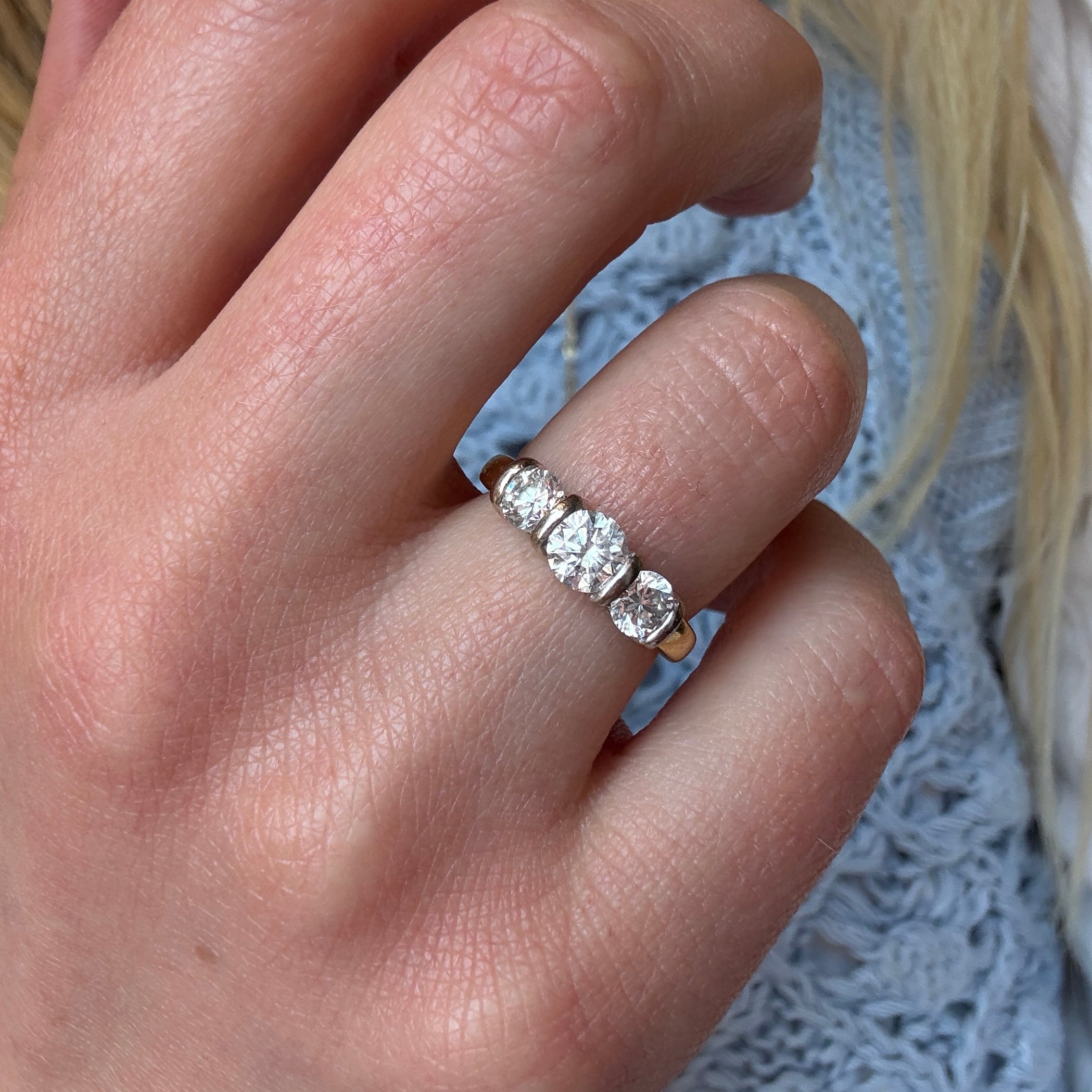 Diamond Three Stone Ring-Charlotte Sayers Antique Jewellery