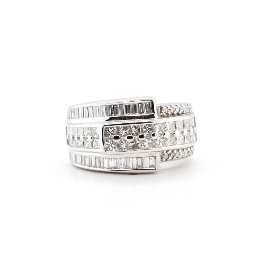 Diamond White Gold Band Ring-Charlotte Sayers Antique Jewellery