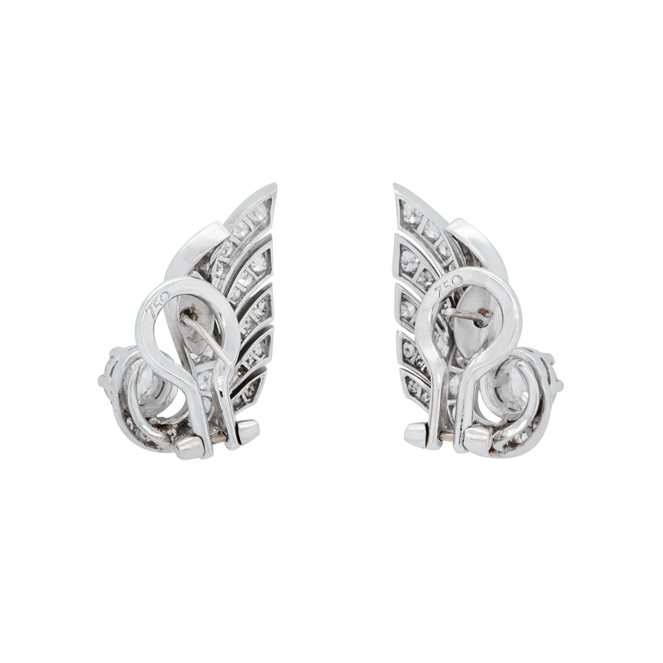 Diamond Wing Earrings-Charlotte Sayers Antique Jewellery