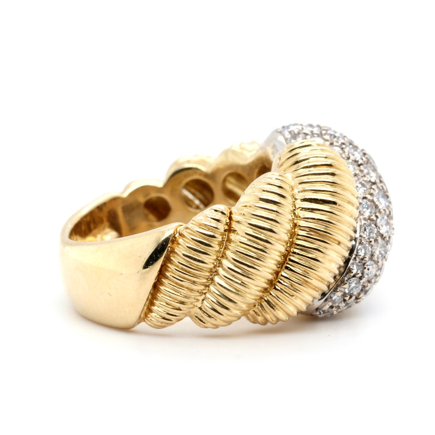 Diamond and 18ct Gold Statement Ring-Charlotte Sayers Antique Jewellery