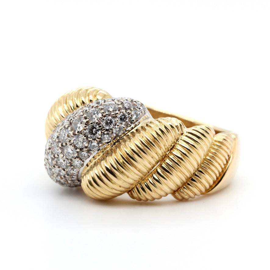 Diamond and 18ct Gold Statement Ring-Charlotte Sayers Antique Jewellery